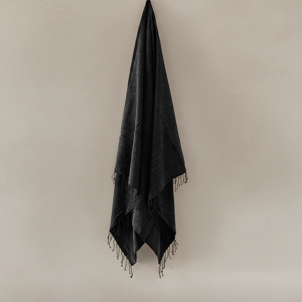 Musta Towel Collection | Pure Black - Hand Woven