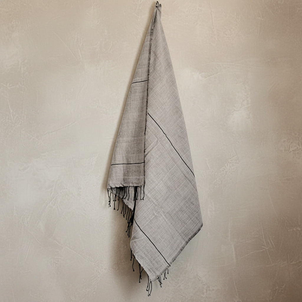 Myrsky Towel Collection | Grey & Black Stripe - Hand Woven