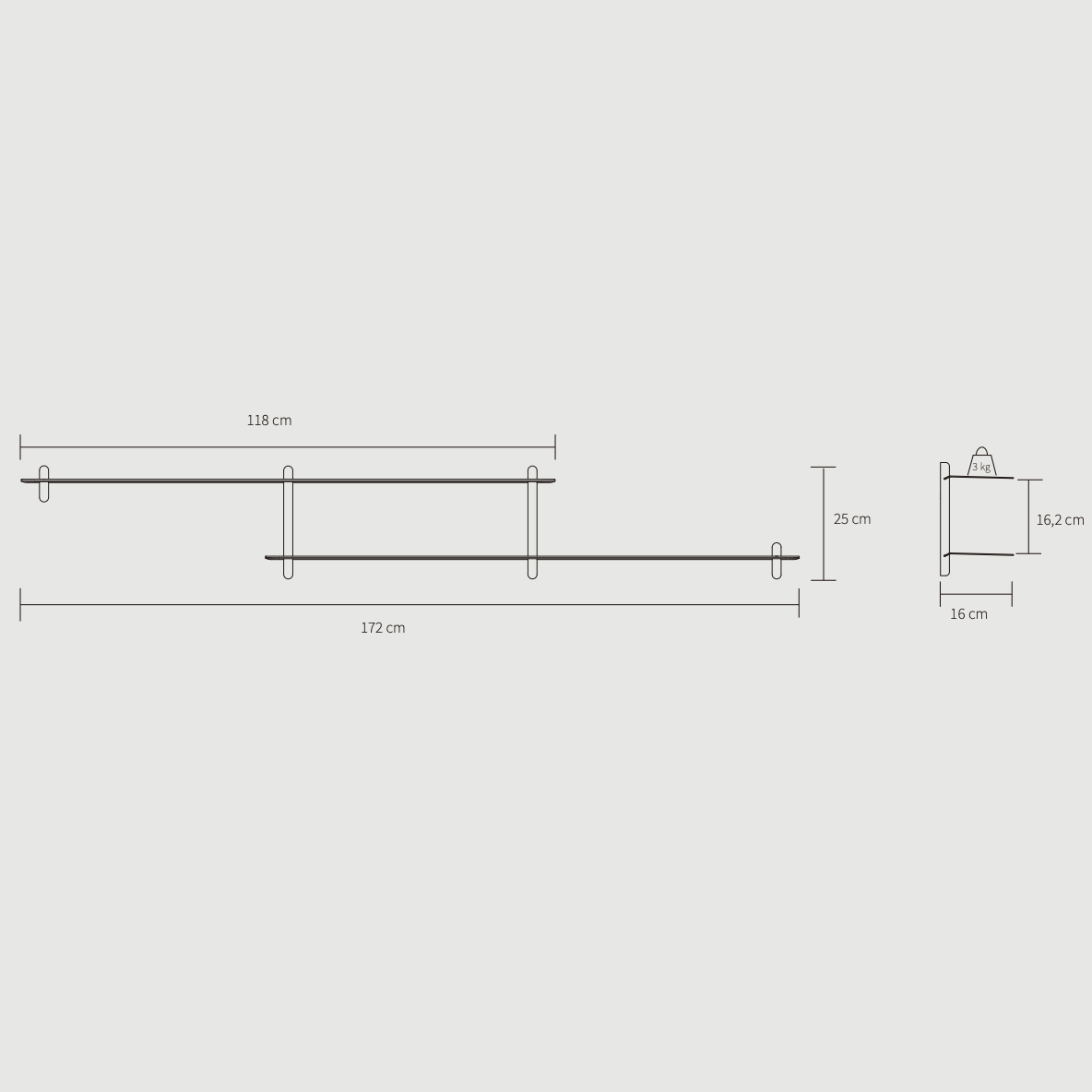 NIVO Shelf Small H - black ash/black