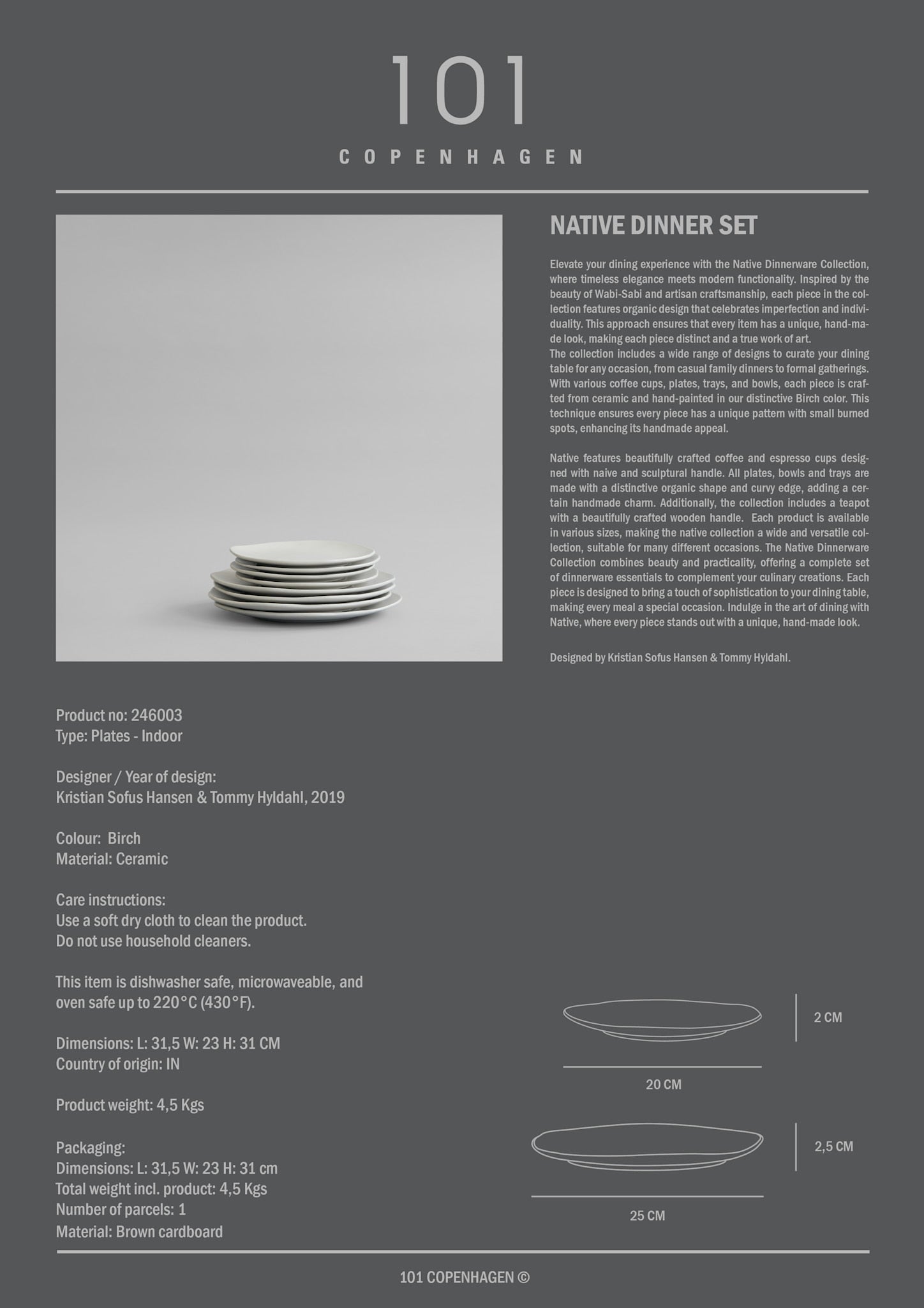 101 Copenhagen - Native Dinner Set - Birch - Dinnerware Set