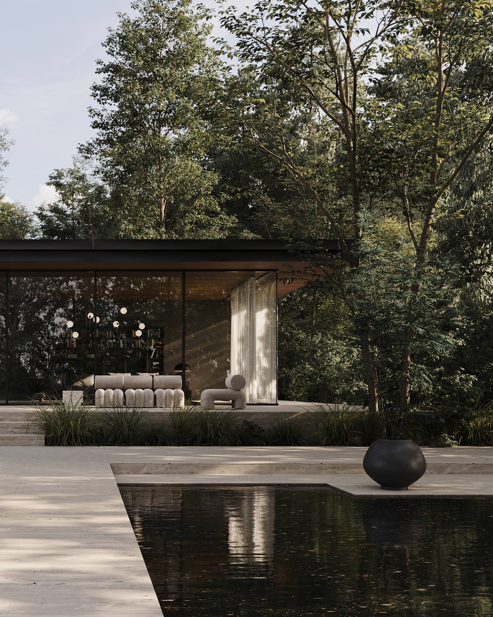 Sunao Plant Pot Fat, Hexa - Black