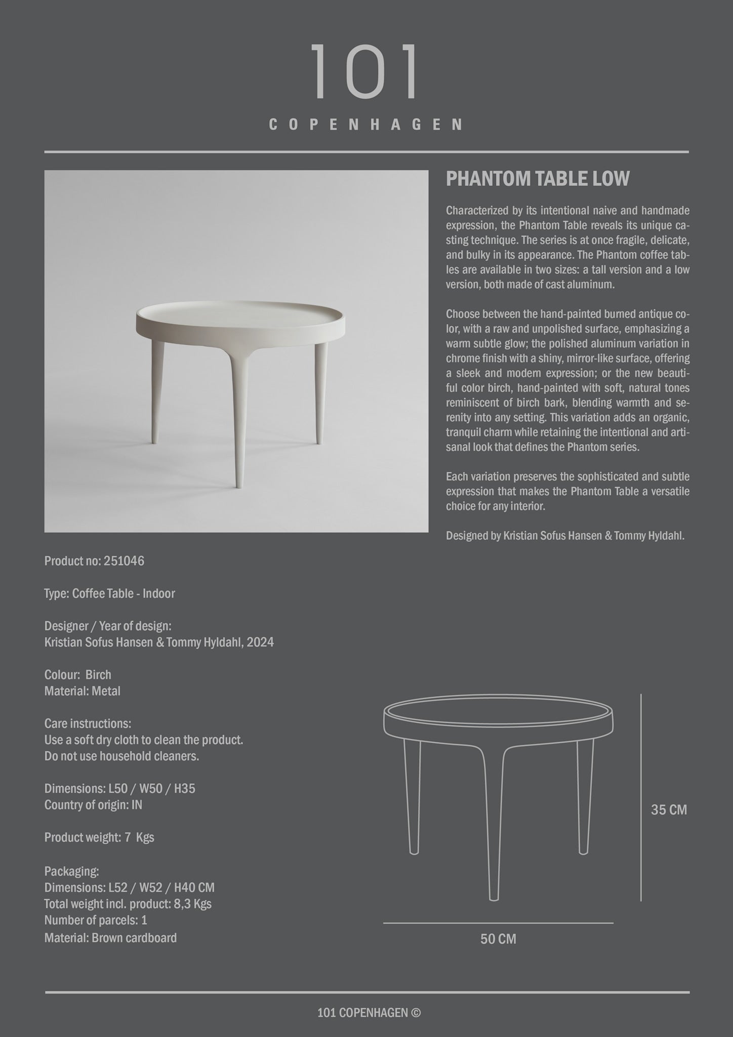 Phantom Table, Low - Birch