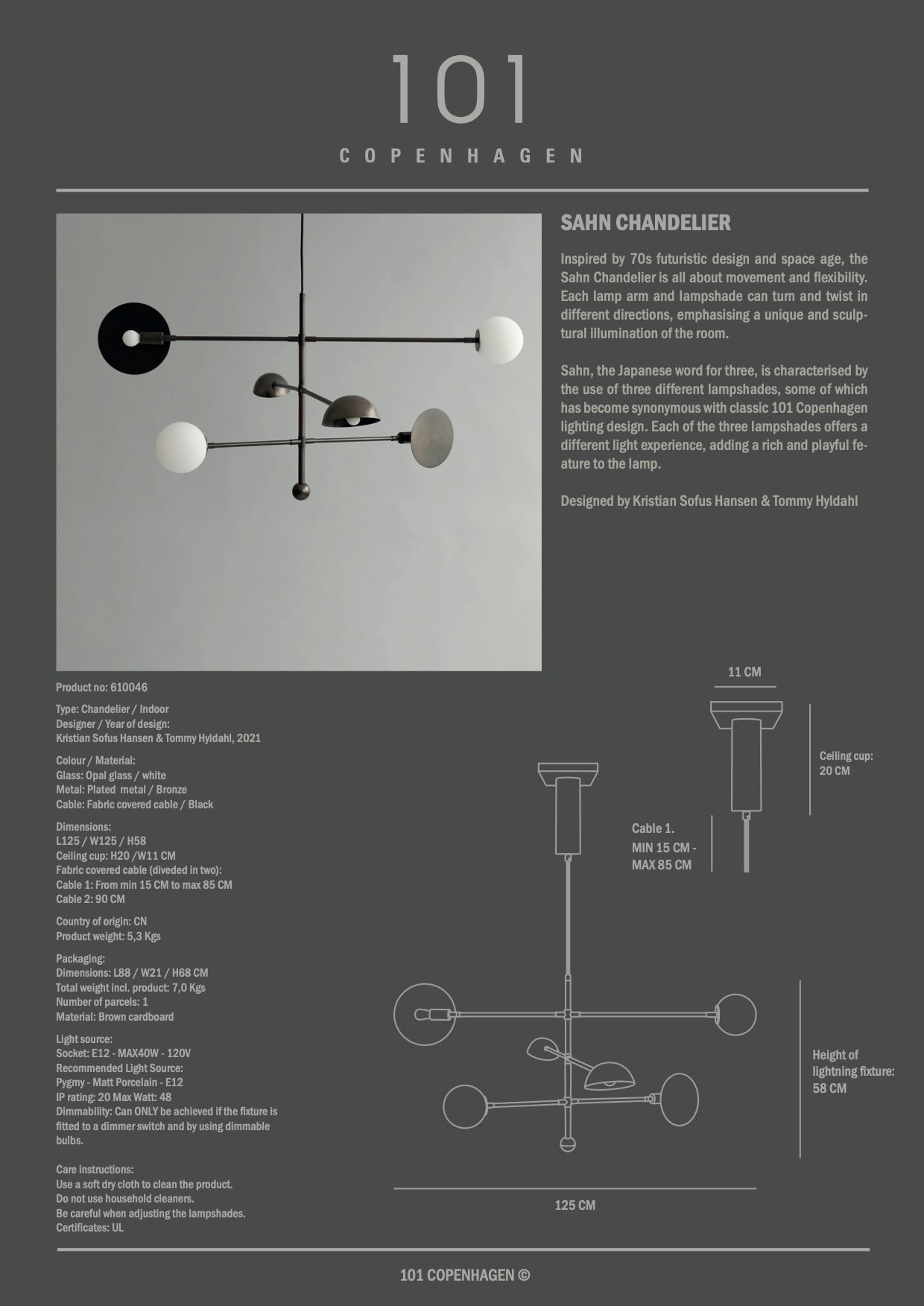 Sahn Chandelier - Bronze, UL