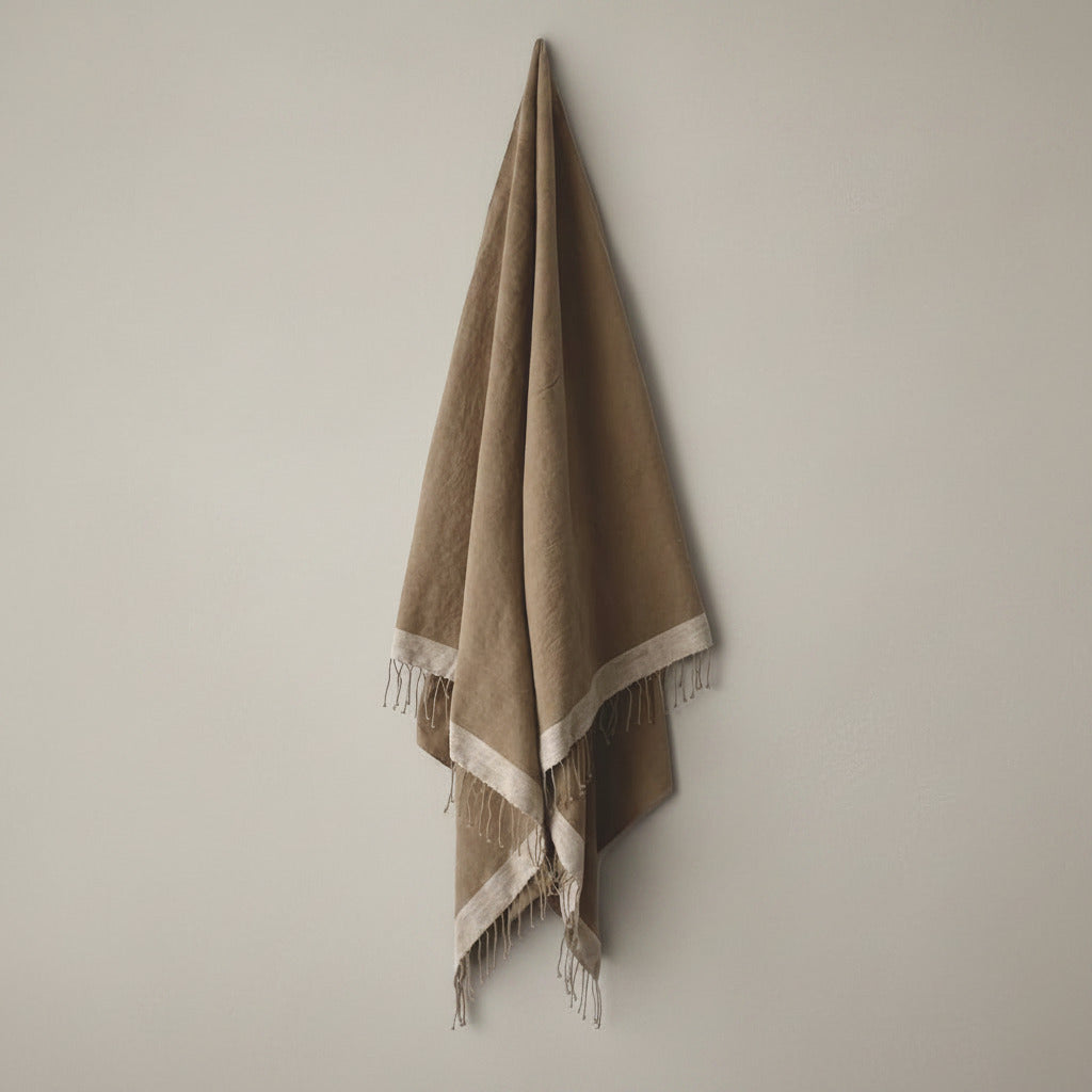 Savu Towel, Brown with Beige Edge - Hand Woven