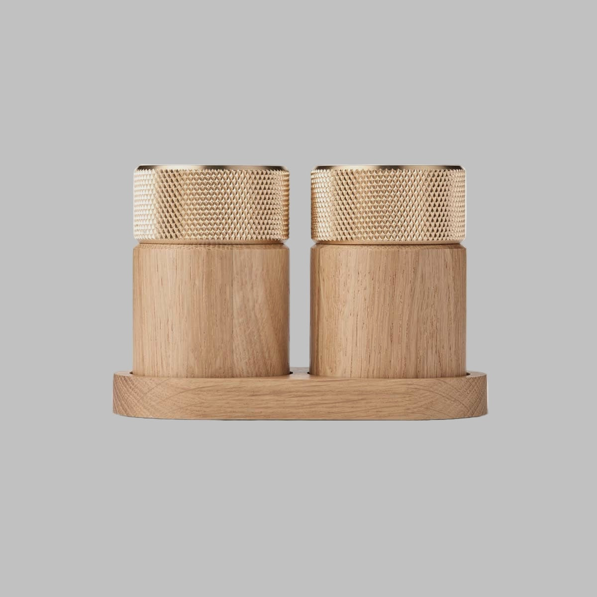 SINA salt & pepper mill set - oak/brass