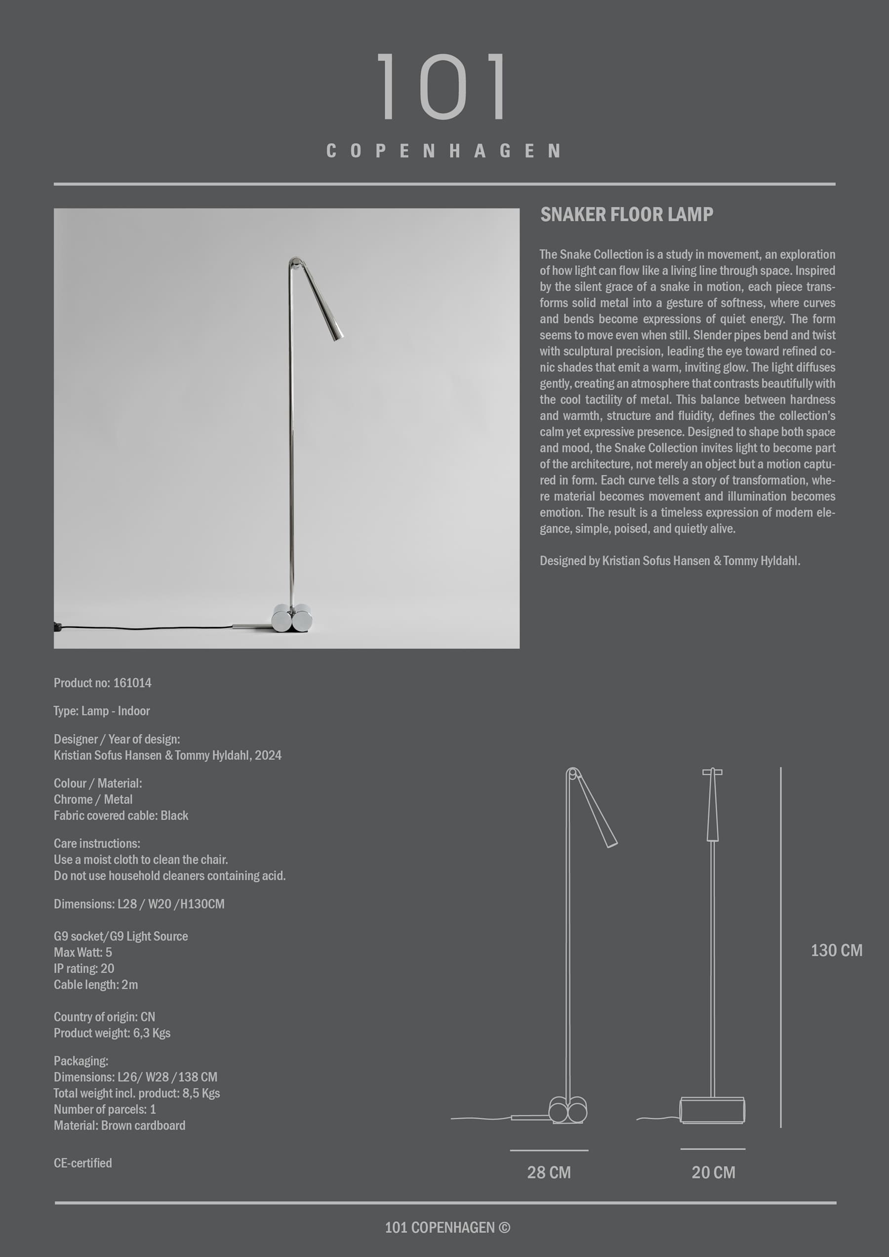 Snake Floor Lamp - Chrome