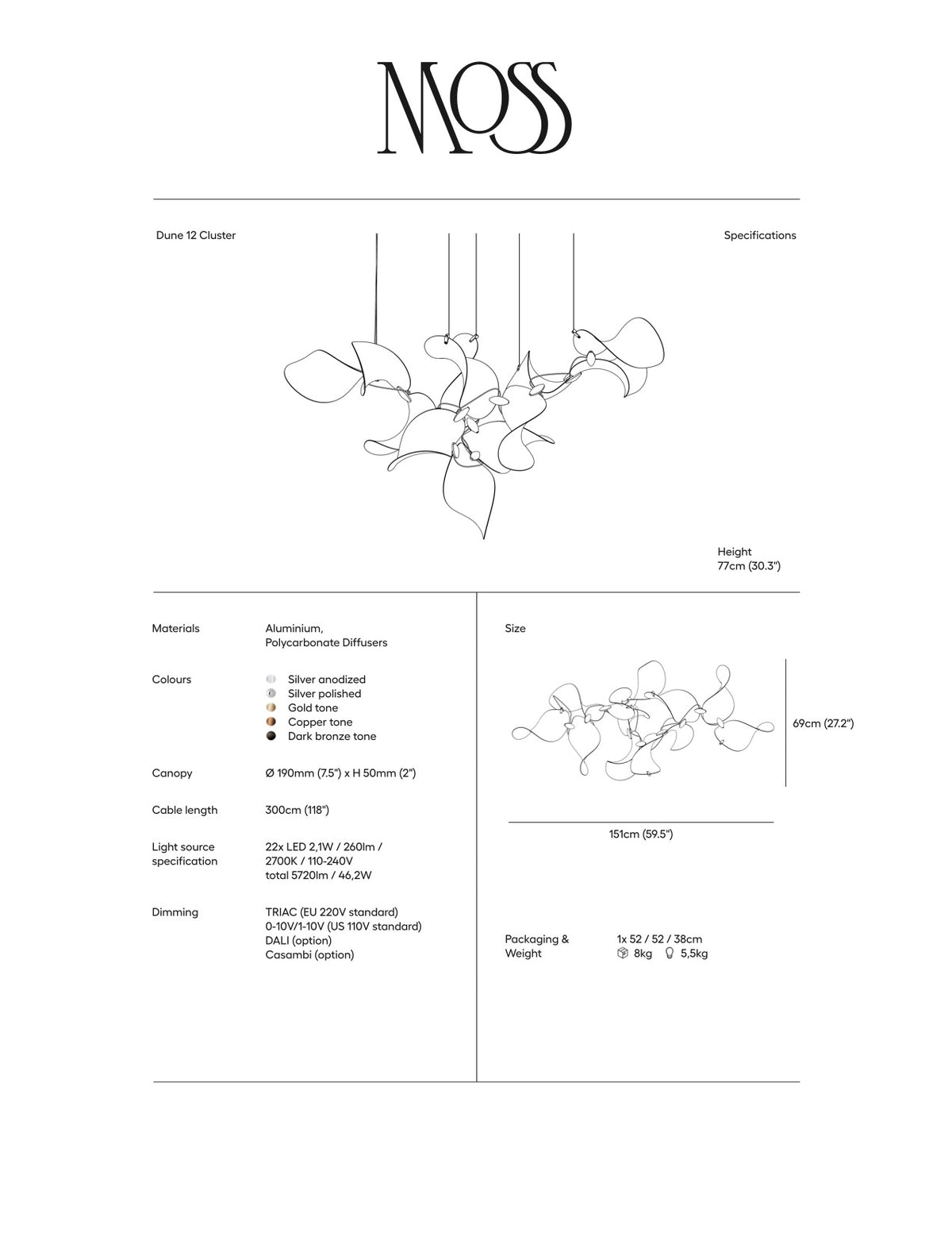 Dune 12 Cluster Chandelier - 5 Finish Options