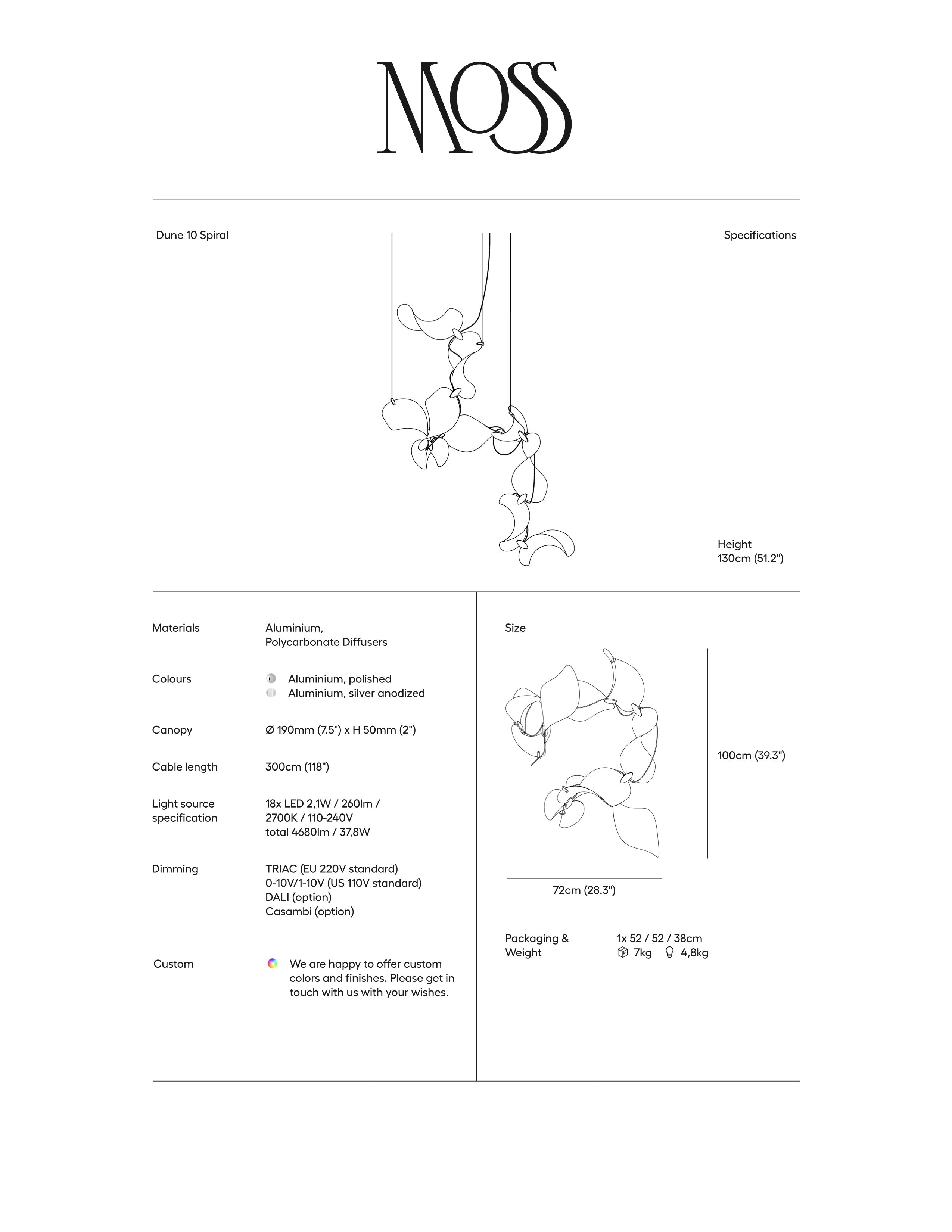 Dune 10 Spiral Chandelier - 5 Finish Options