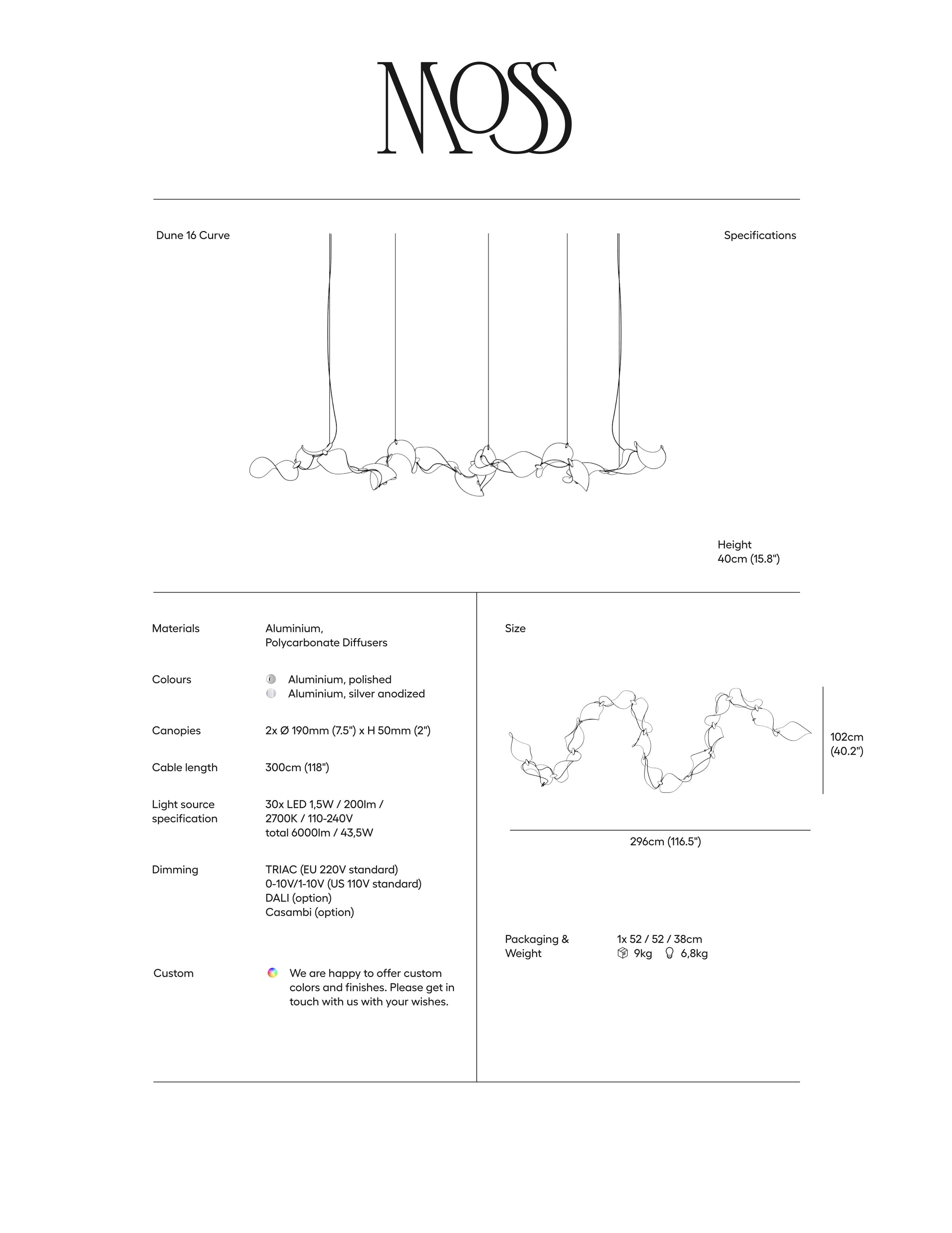 Dune 16 Curve Chandelier - 5 Finish Options