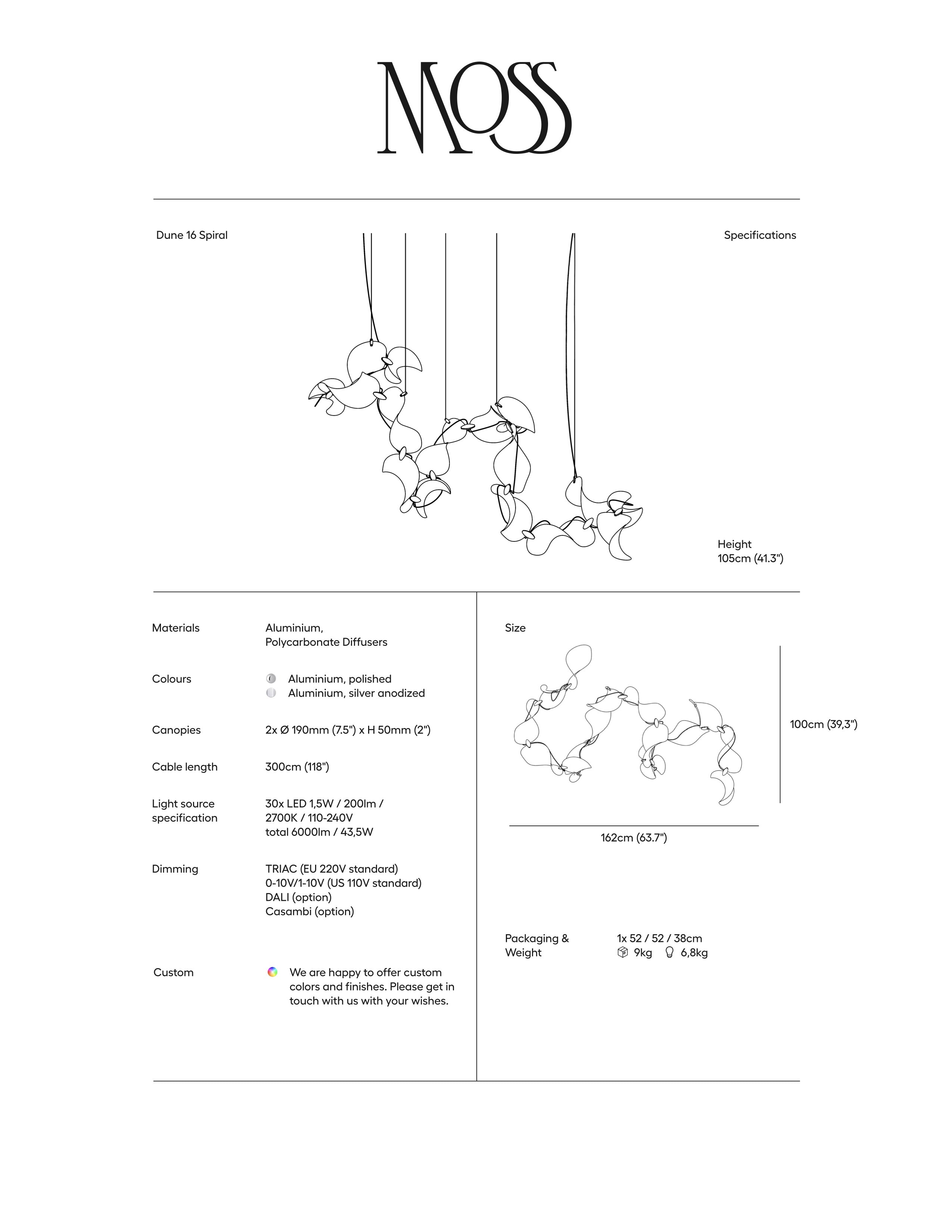 Dune 16 Spiral Chandelier - 5 Finish Options