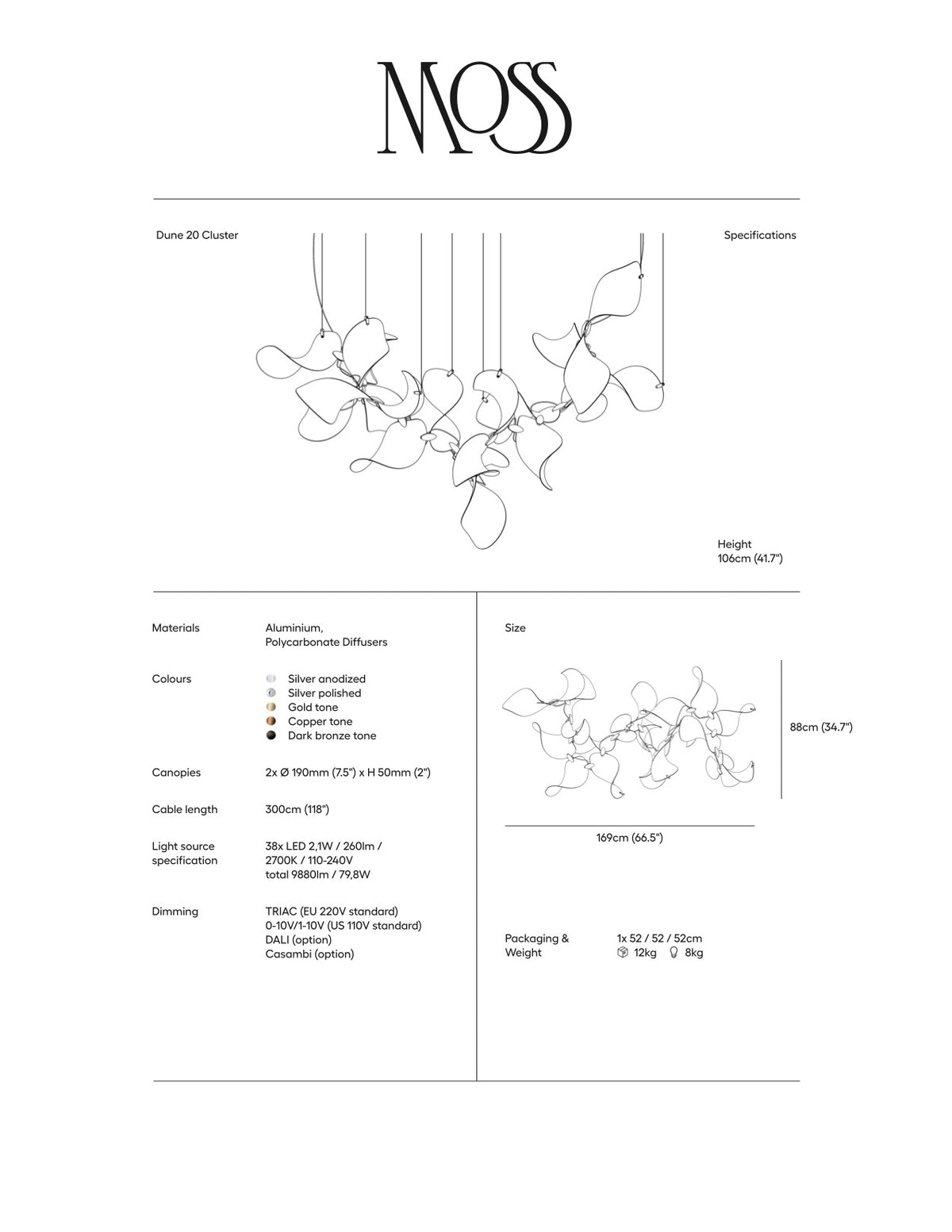 Dune 20 Cluster Chandelier - 5 Finish Options