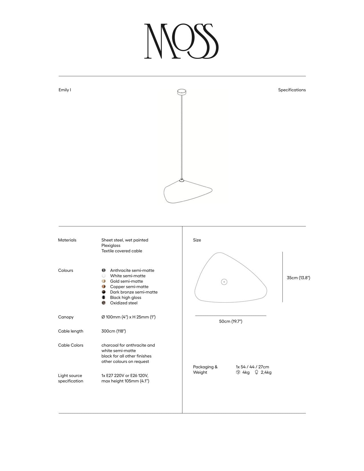 Emily I Pendant, 7 Finish Options *Made-to-Order