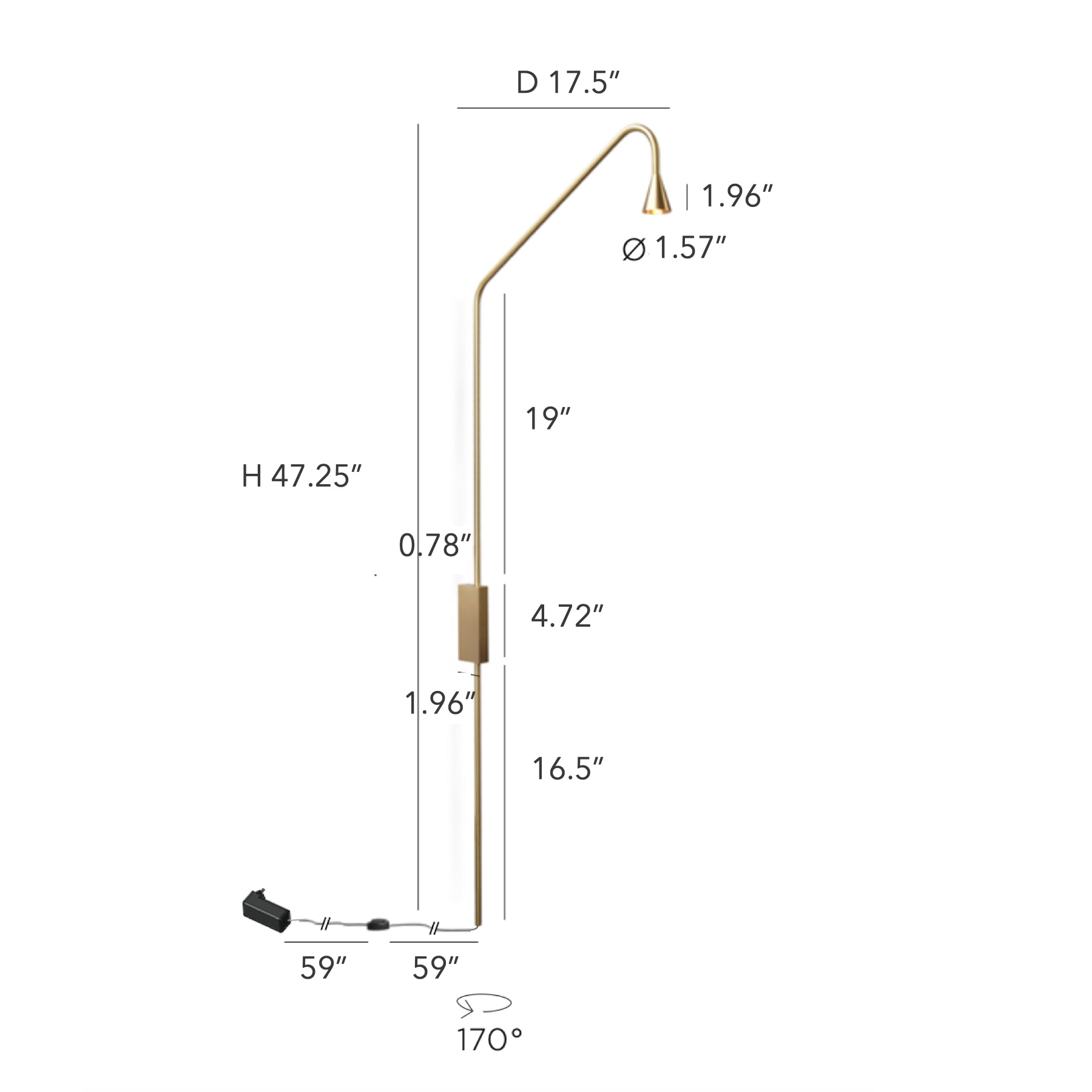 Austere Wall Lamp with Plug - 7 Finish Options*