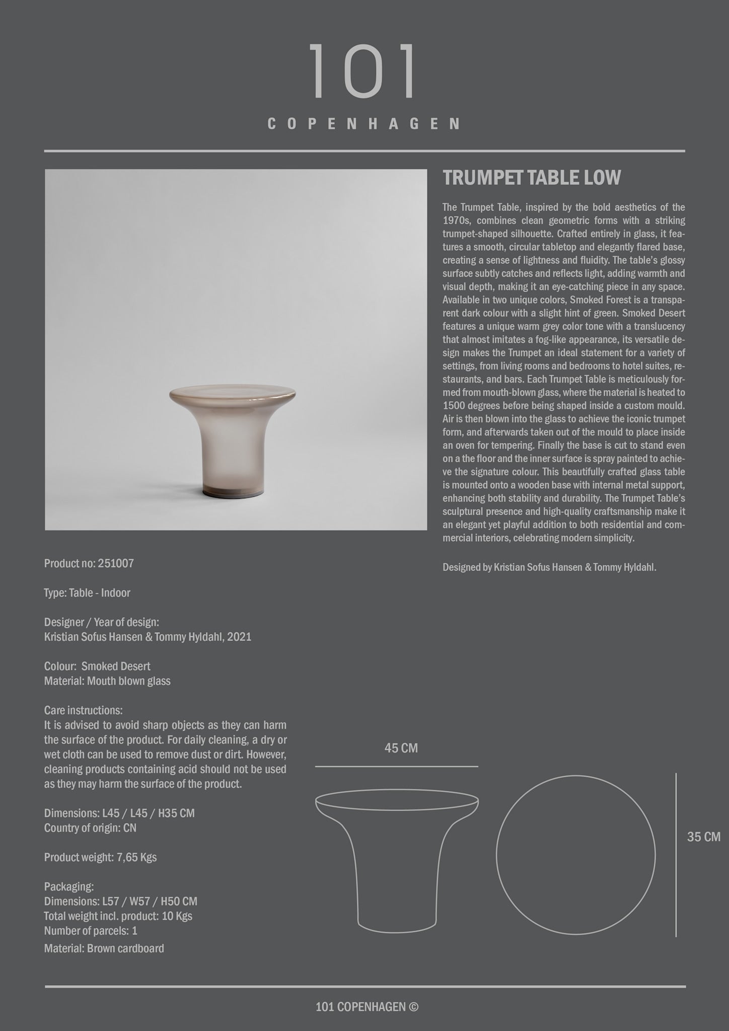 Trumpet Table, Low - Smoked Desert