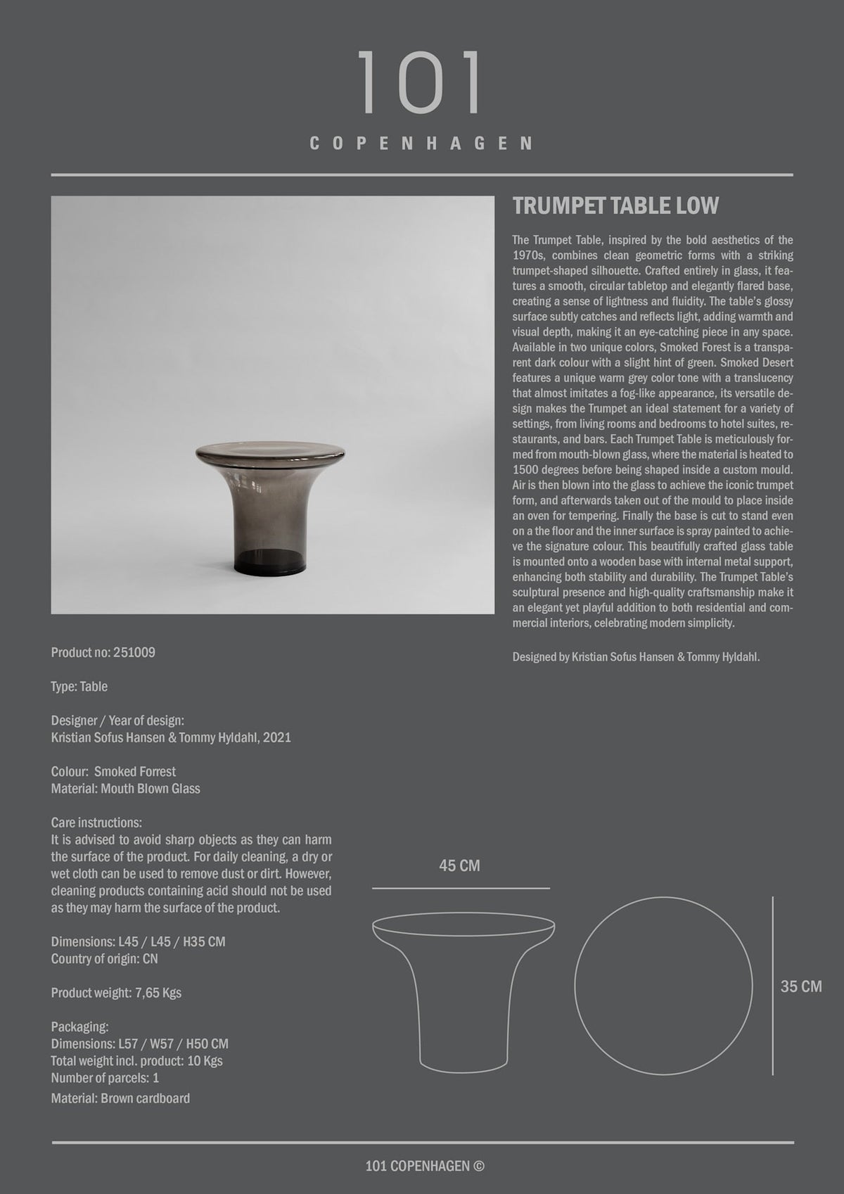 Trumpet Table, Low - Smoked Forest