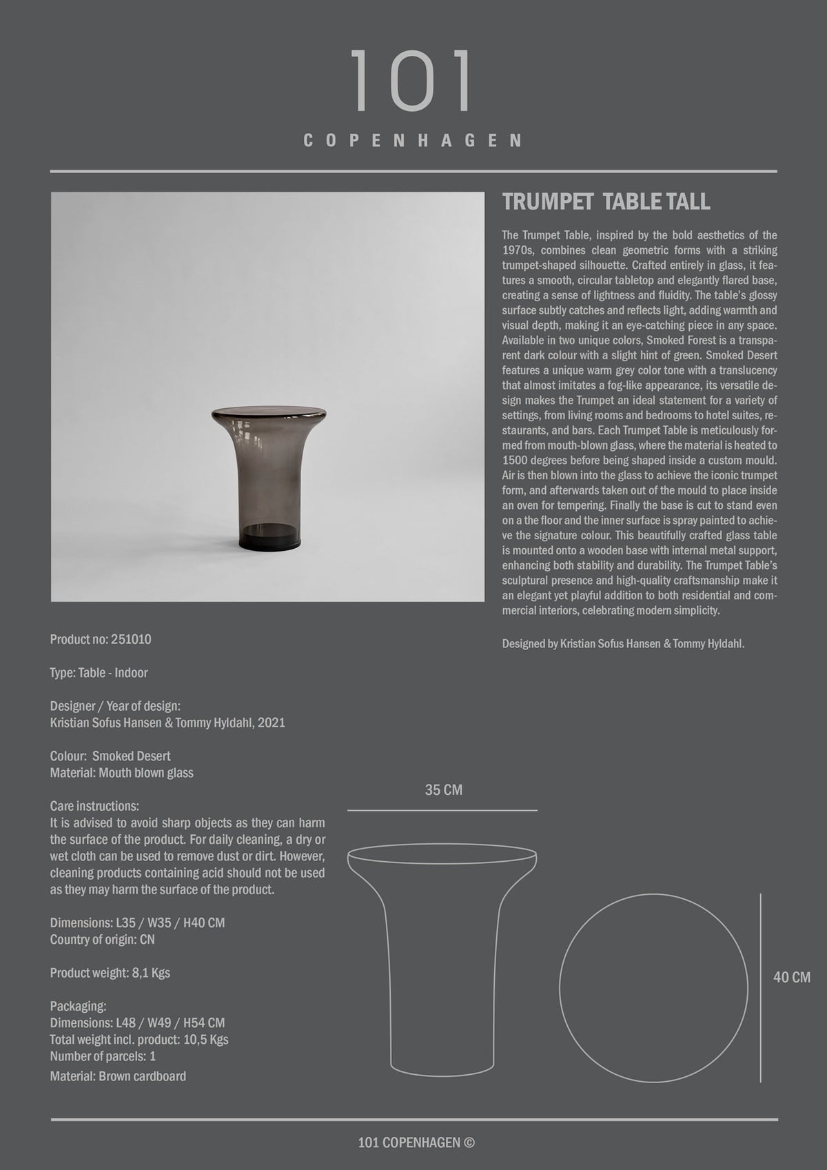 Trumpet Table Tall - Smoked Forest