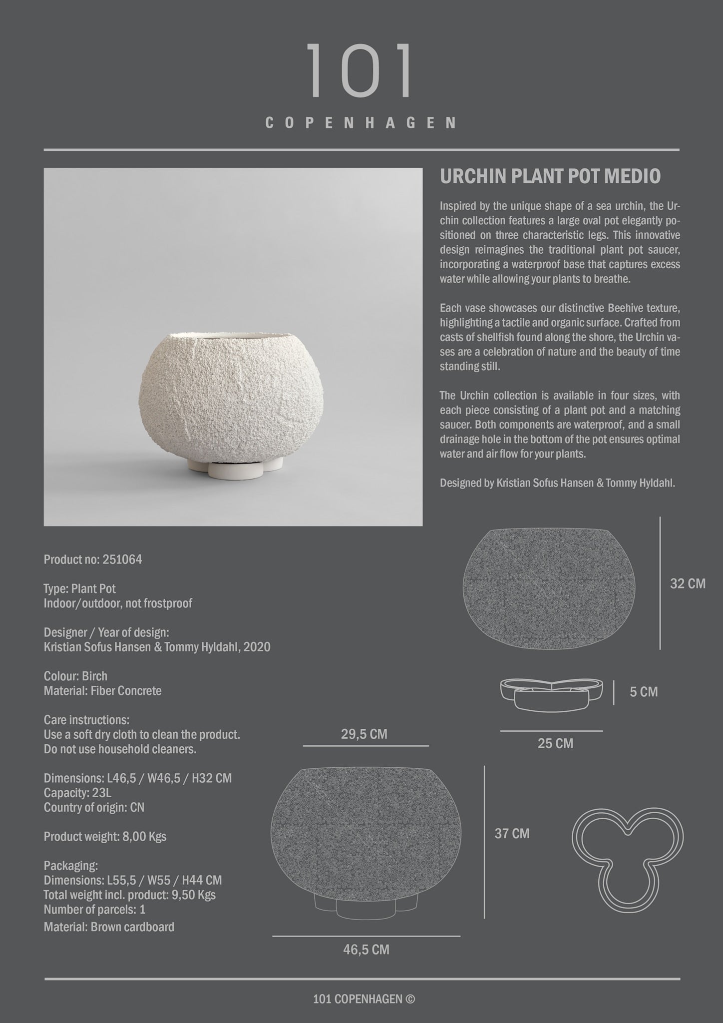 Urchin Plant Pot, Medio - Beehive