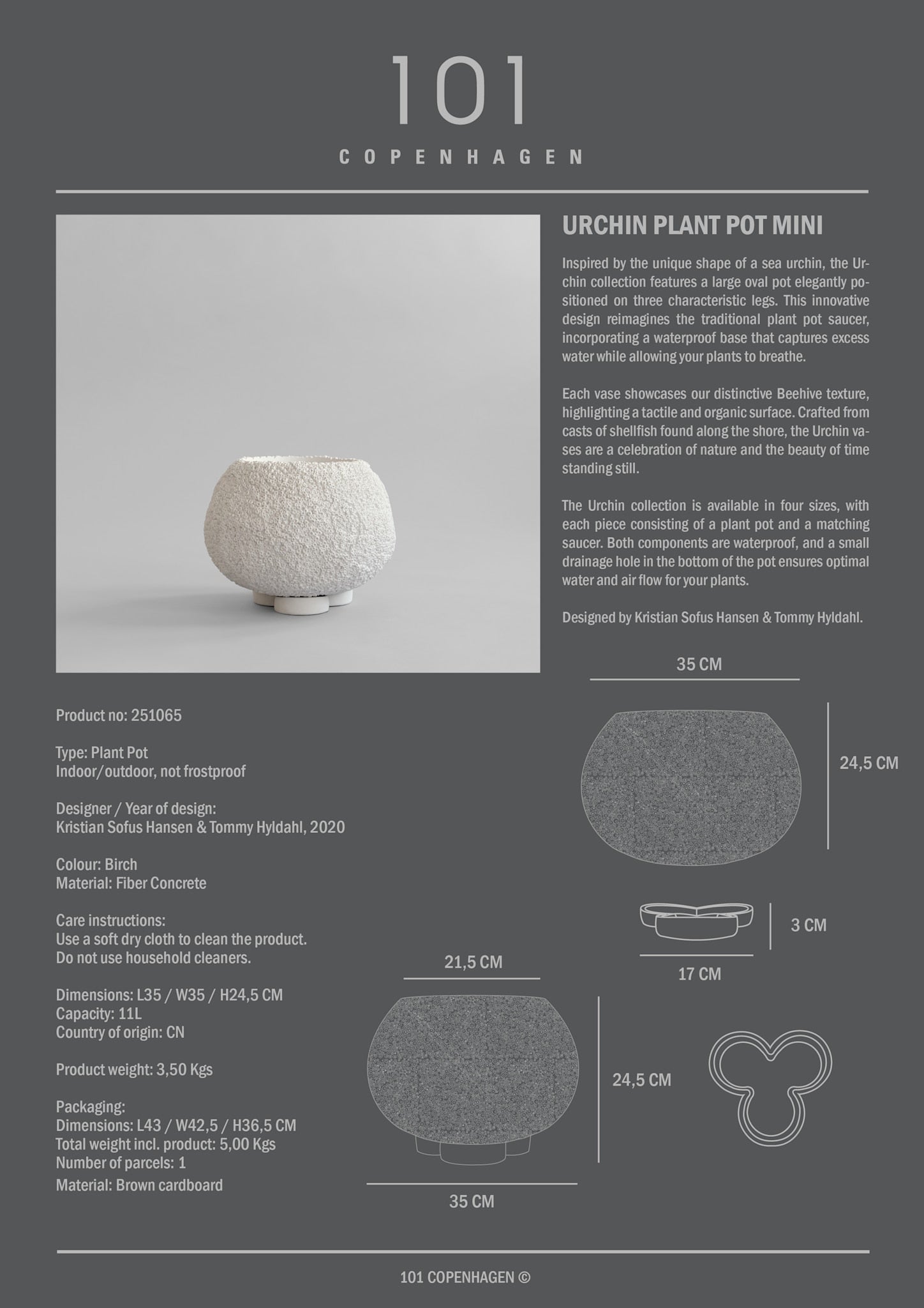 Urchin Plant Pot, Mini - Beehive