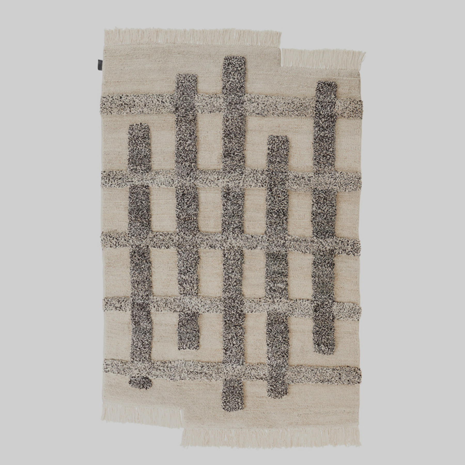 Valli, White + Black - Hand Knotted Wool Rug