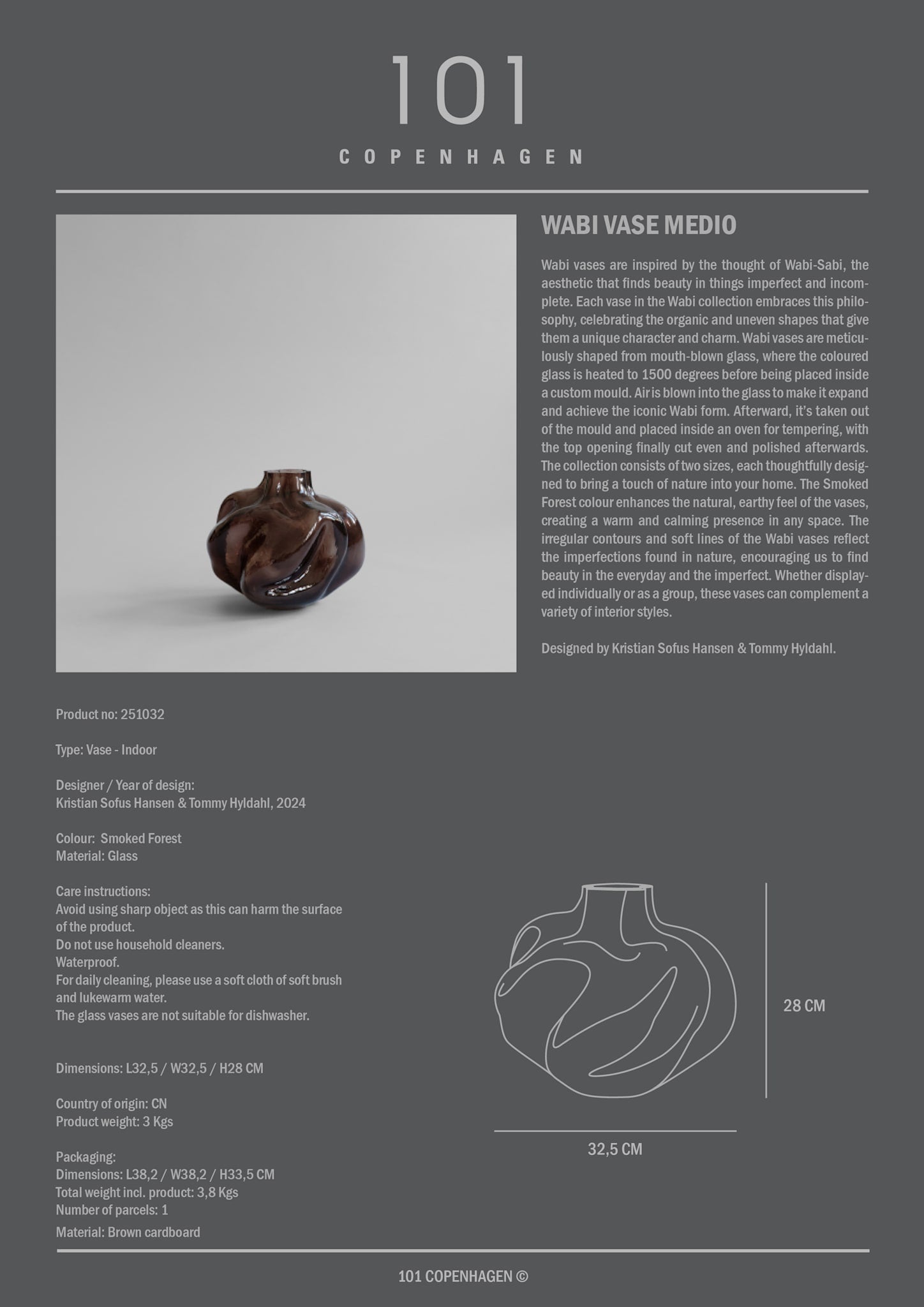 Wabi Vase, Medio - Smoked Forest