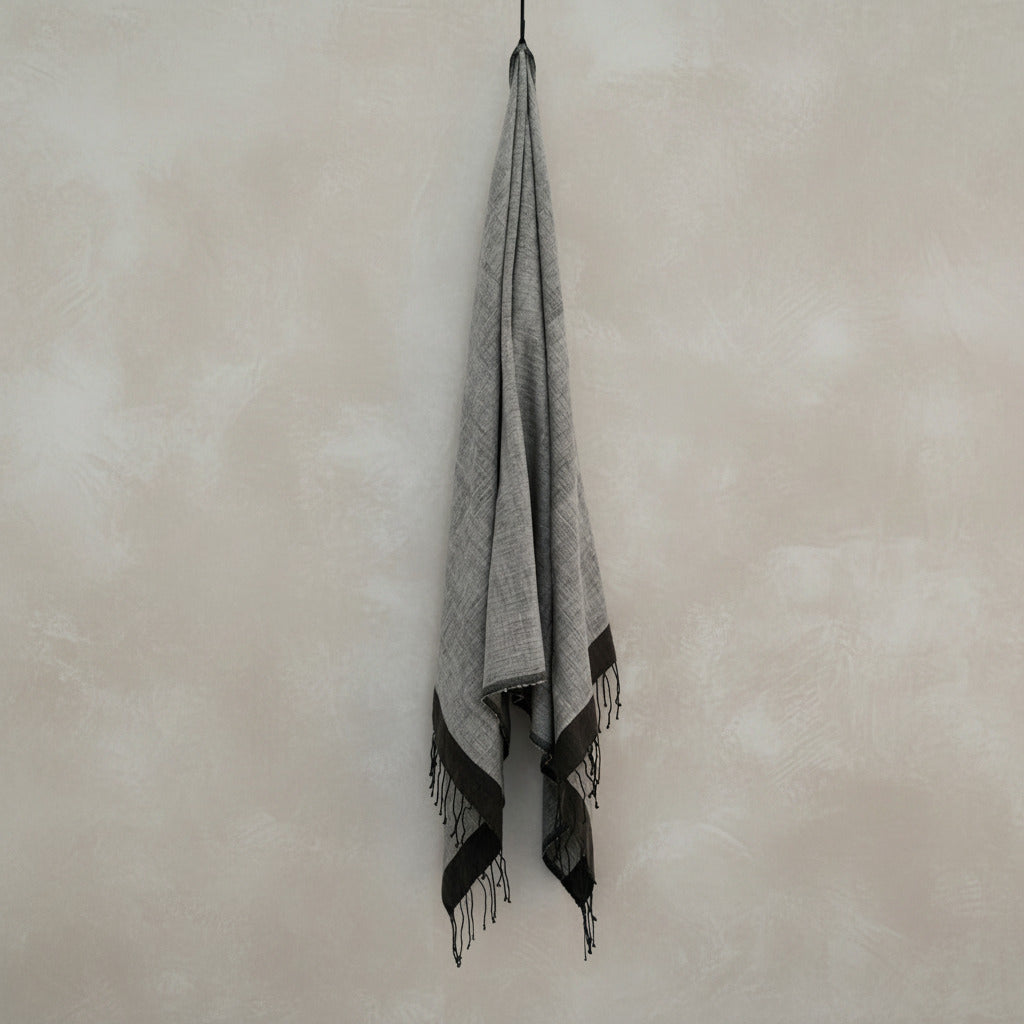 Savu Towel, Grey with Black - Hand Woven