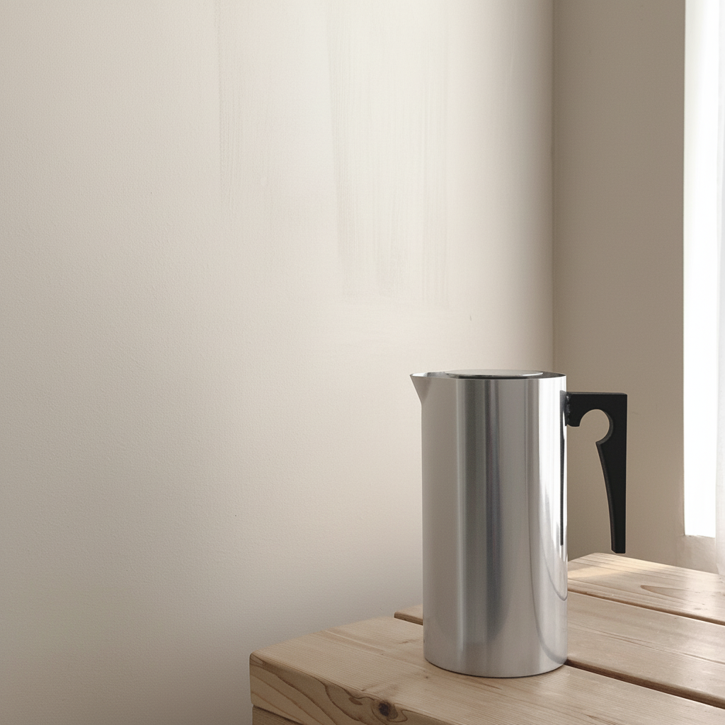 AJ Cylinda French Press — Closed Lid, Limewash