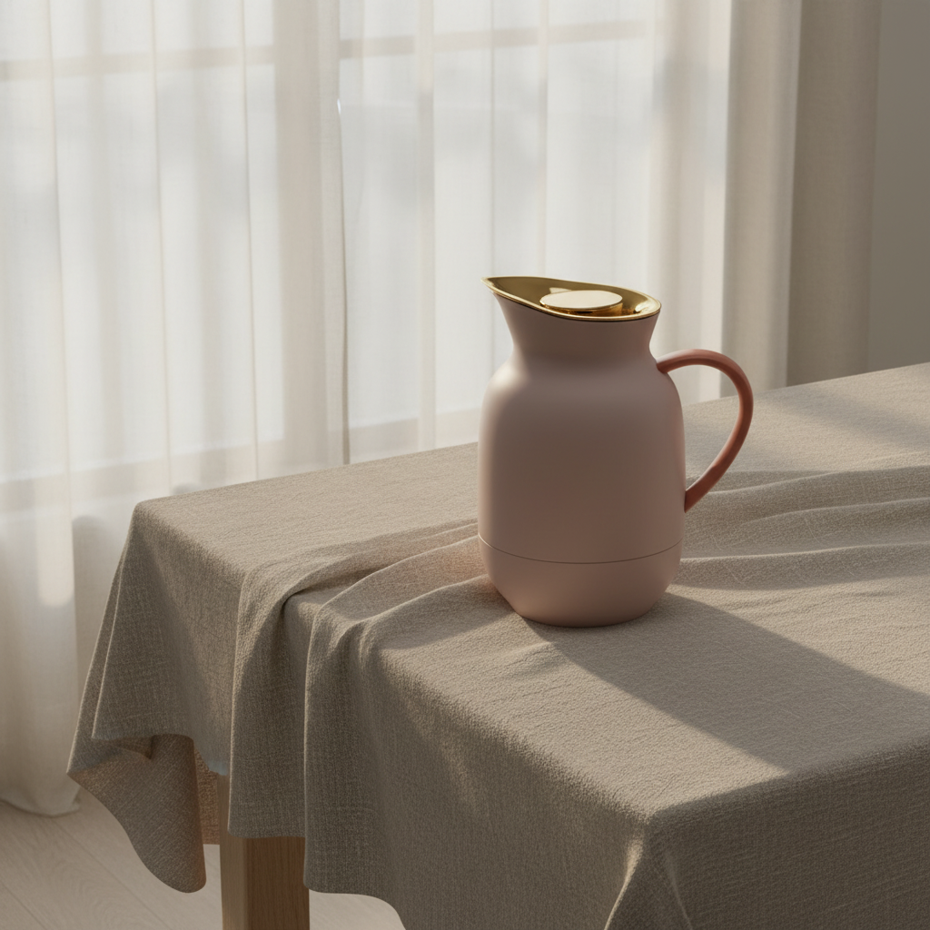 Amphora Coffee Jug Soft Peach — 3/4 Down View
