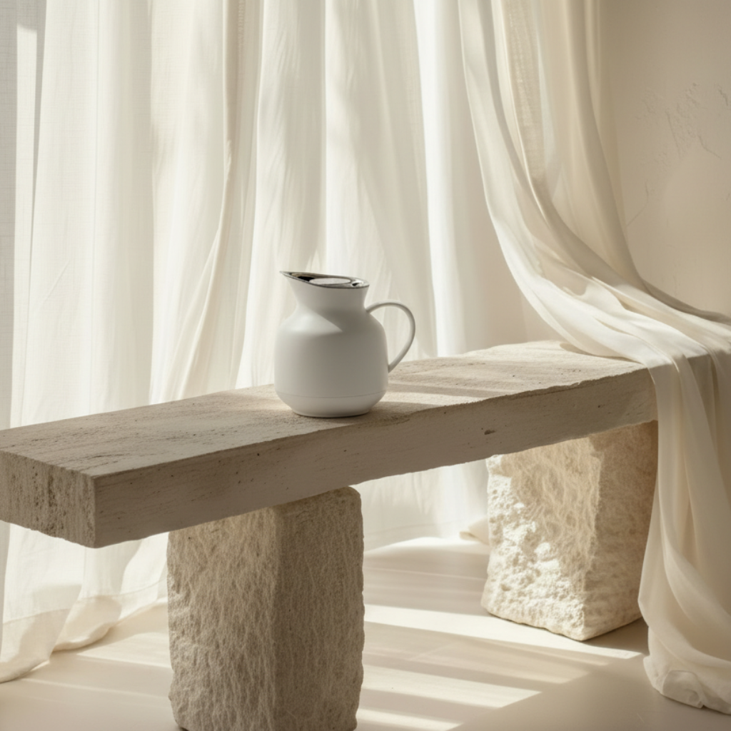 Amphora Jug on Stone Bench