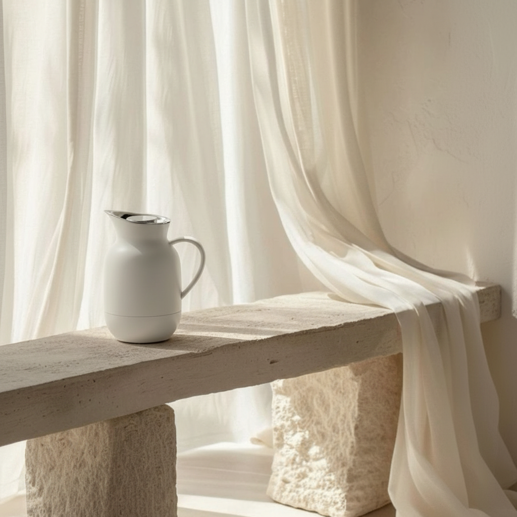 Amphora Jug on Stone Bench