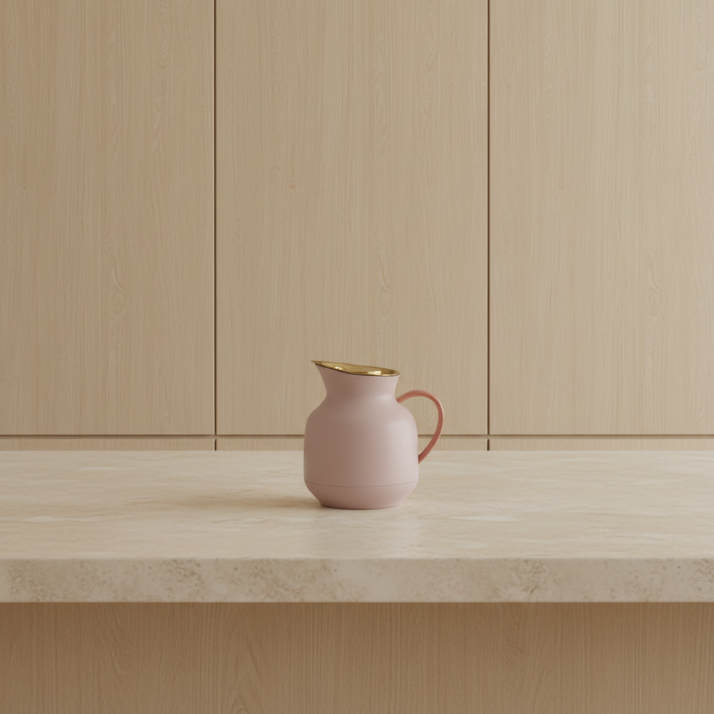 Amphora Tea Jug — Honed Limestone Counter