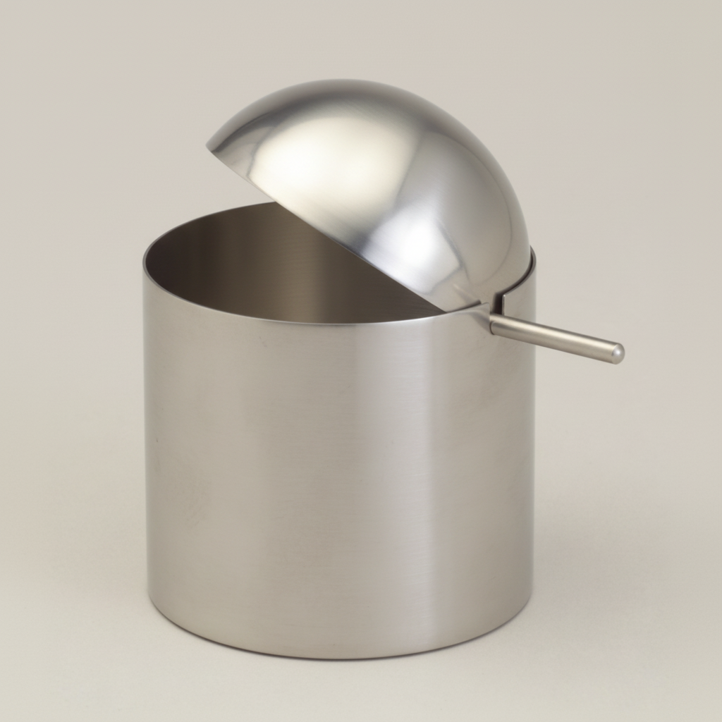 Arne Jacobsen Ashtray — Dome Lid Tilted Open