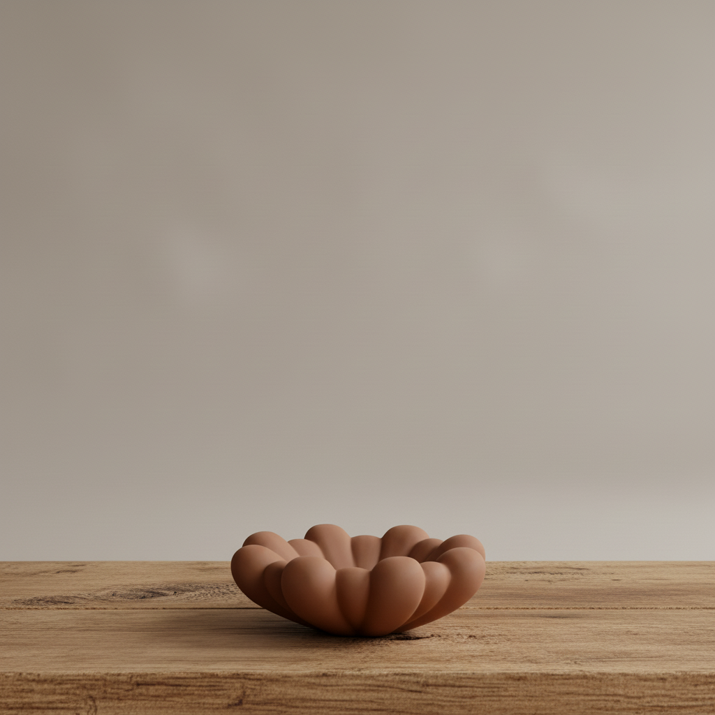 Bloom Tray, Medio – Almond on Barn Beam Table