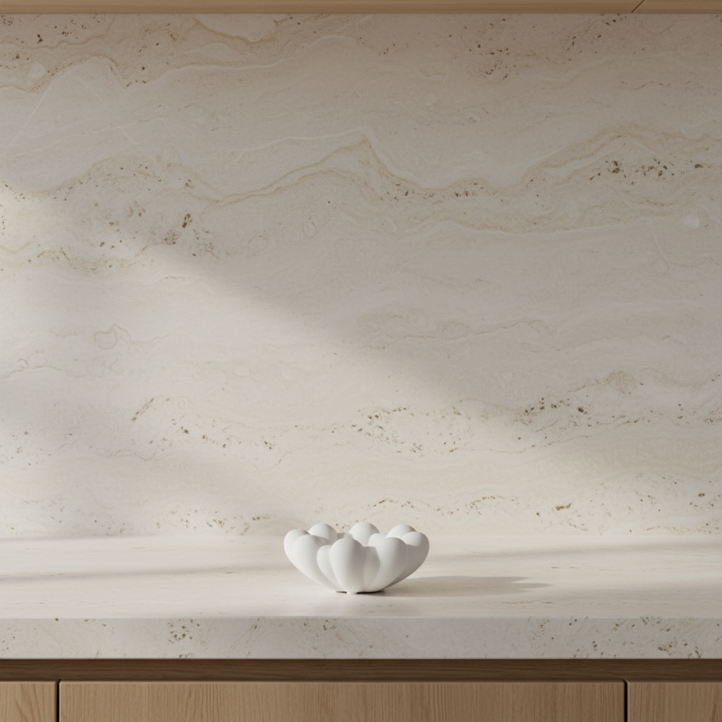 Bloom Tray Mini on limestone kitchen counter