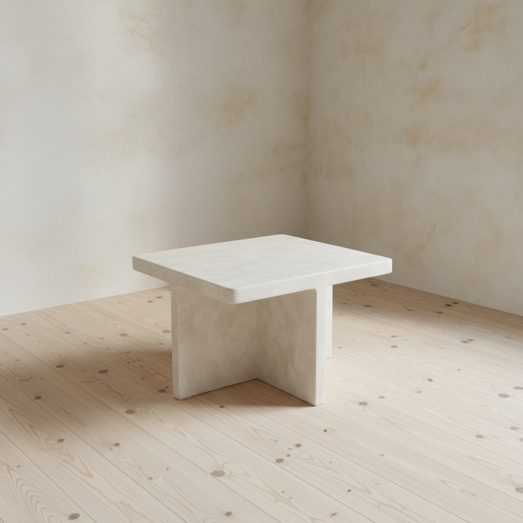 Bone White Brutus Coffee Table in off-white interior