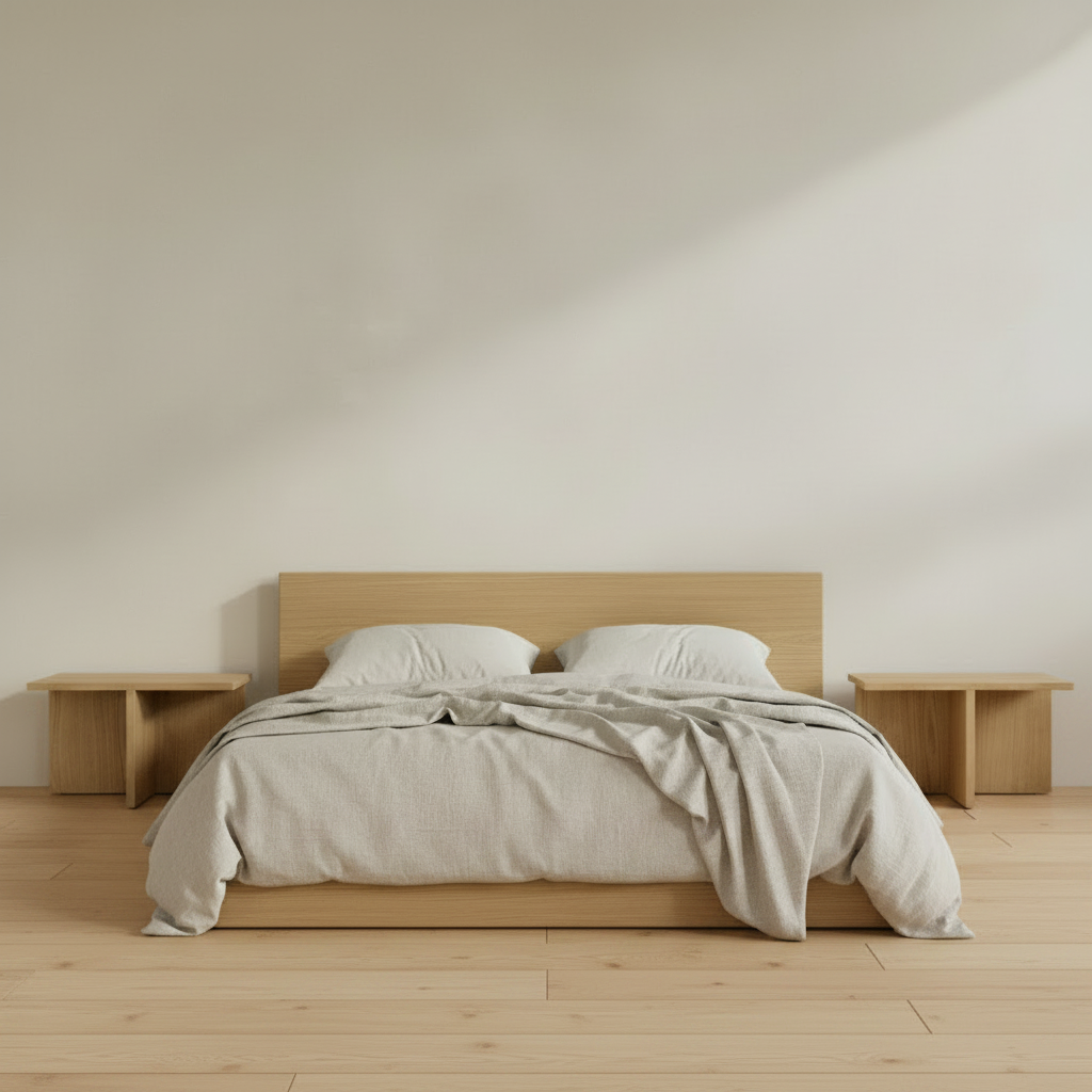 Brutus Bedside — Wide Plank Wood Floor