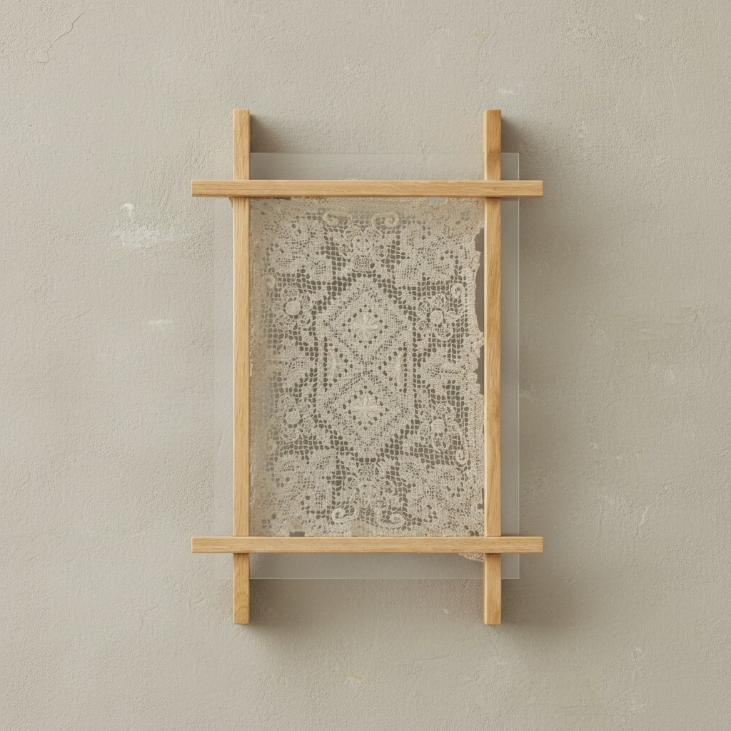 Daiku Frame – Lace + Clear Glass + Limewash Wall