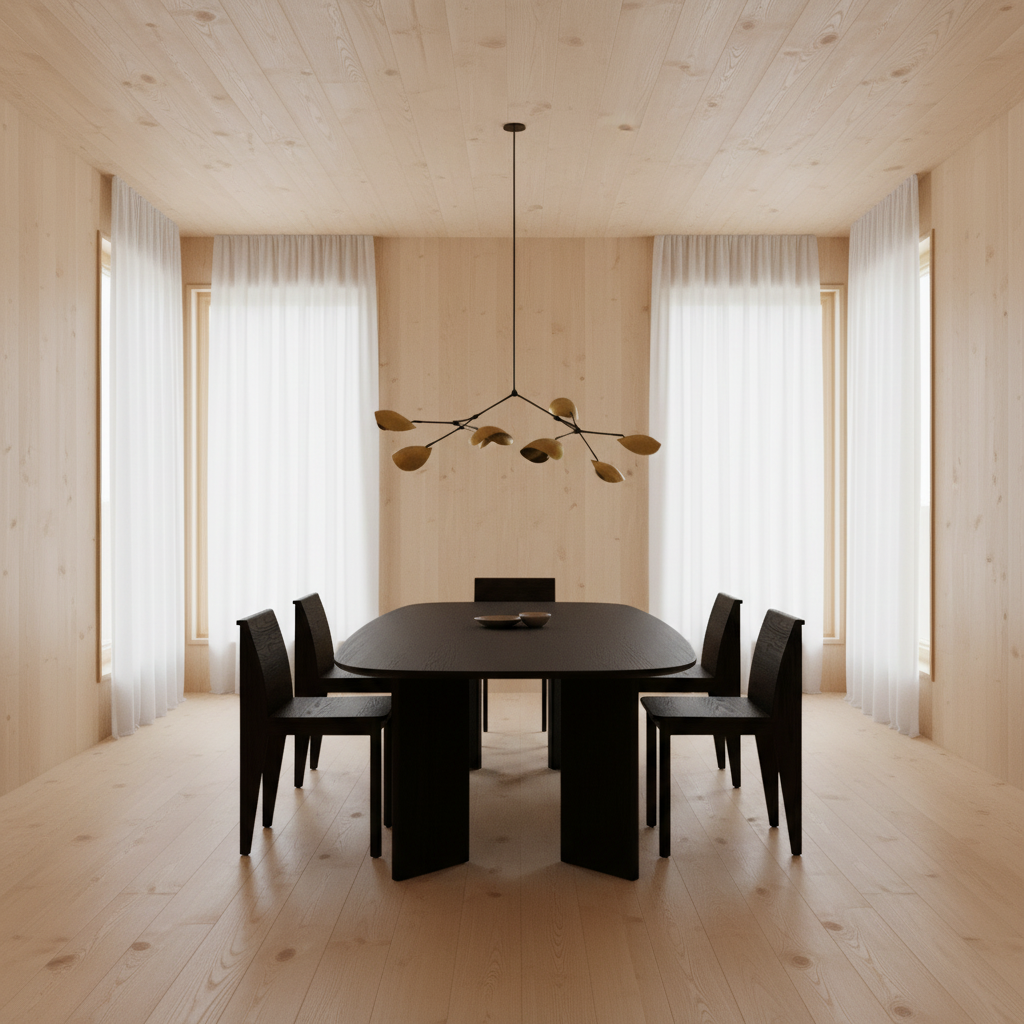Dining Room with Proportioned Stingray Chandelier
