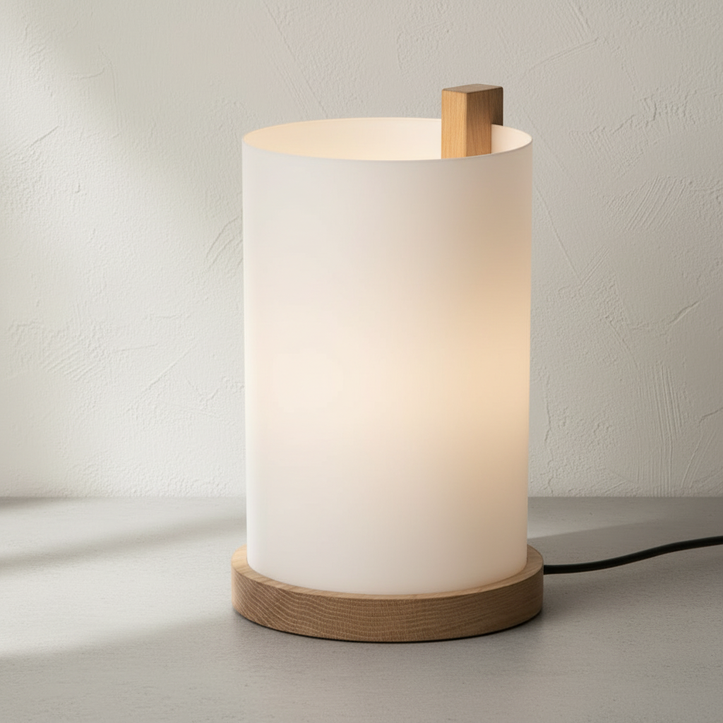 ENSO table light in natural oak with light on