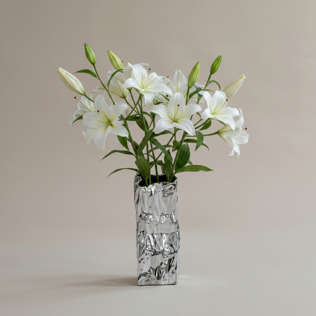 Kami Vase, Medio - Chrome