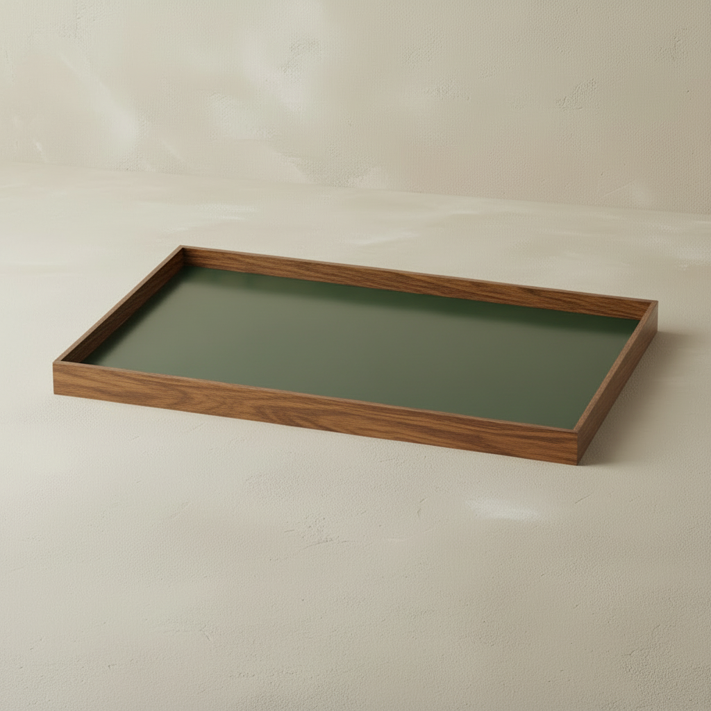 FRAME Tray Medium Smoked Oak/Green — Limewash Background