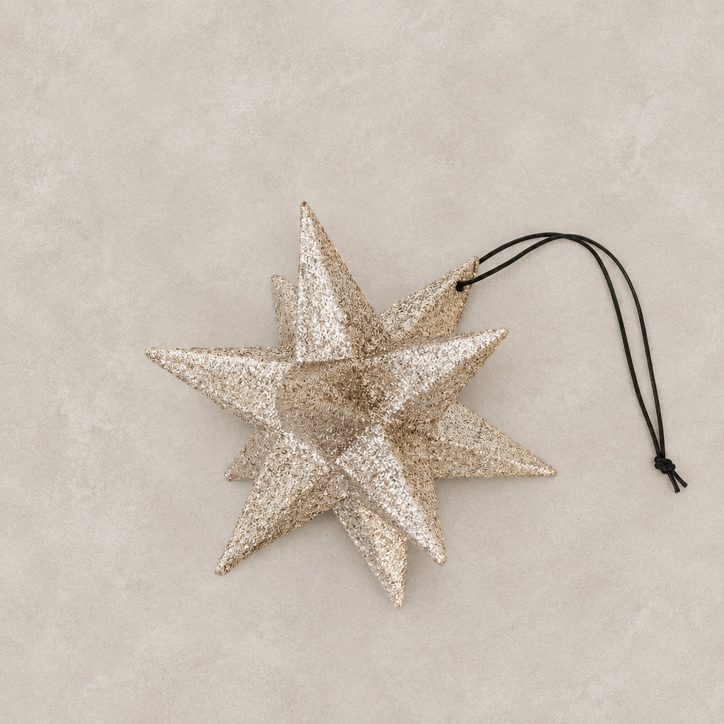 Holiday Ornament - Polygon star, champage (box of 4)