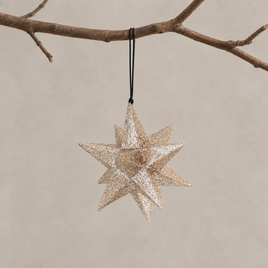 Holiday Ornament - Polygon star, champage (box of 4)