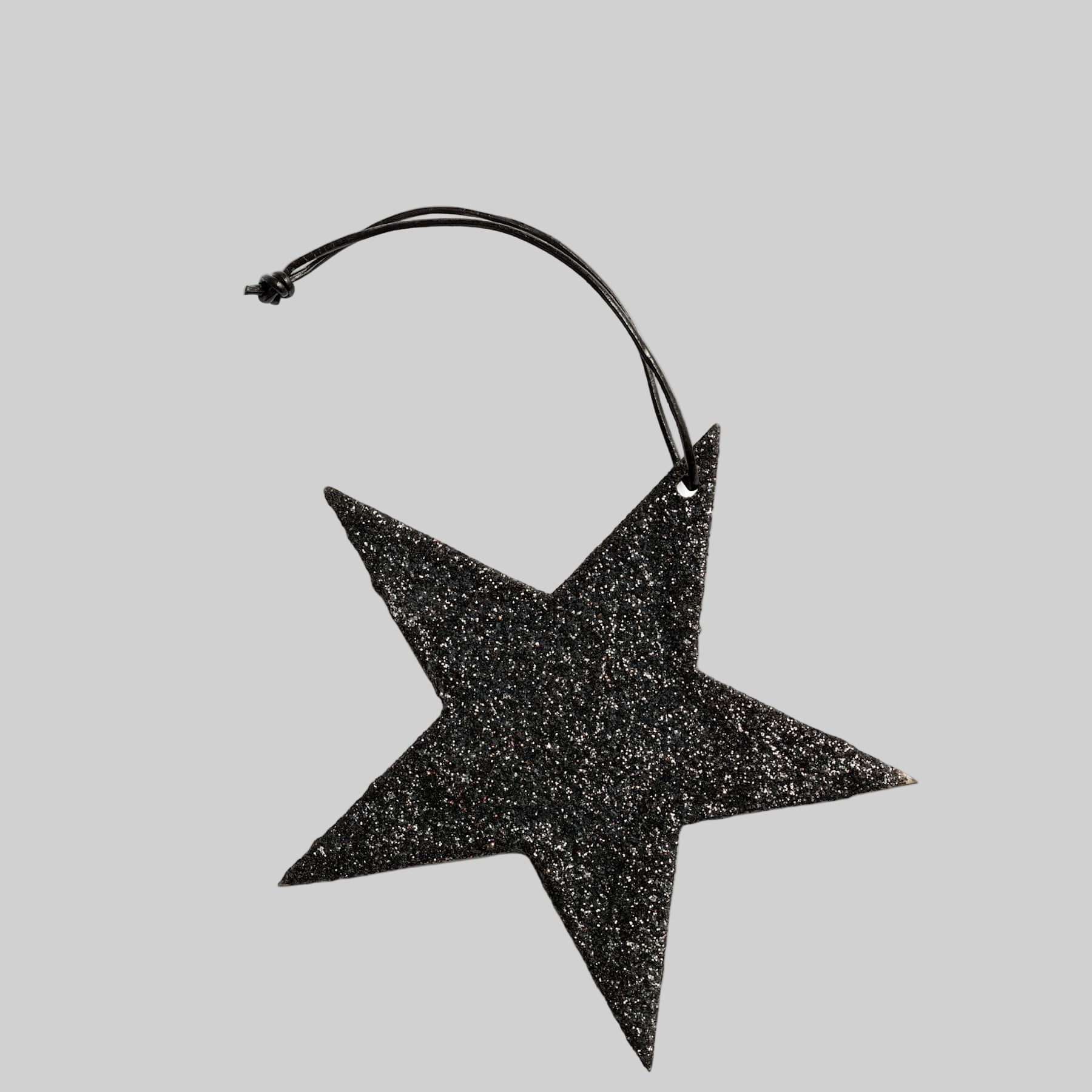 Holiday Ornament - 5-point glitter star, black (box of 12)