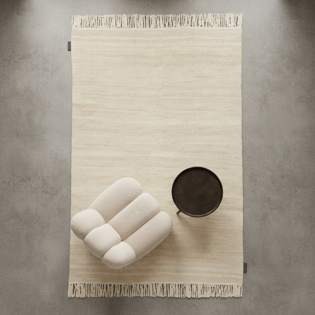 Hanki Woven Cream — Styled with Toe Chair & Phantom Table