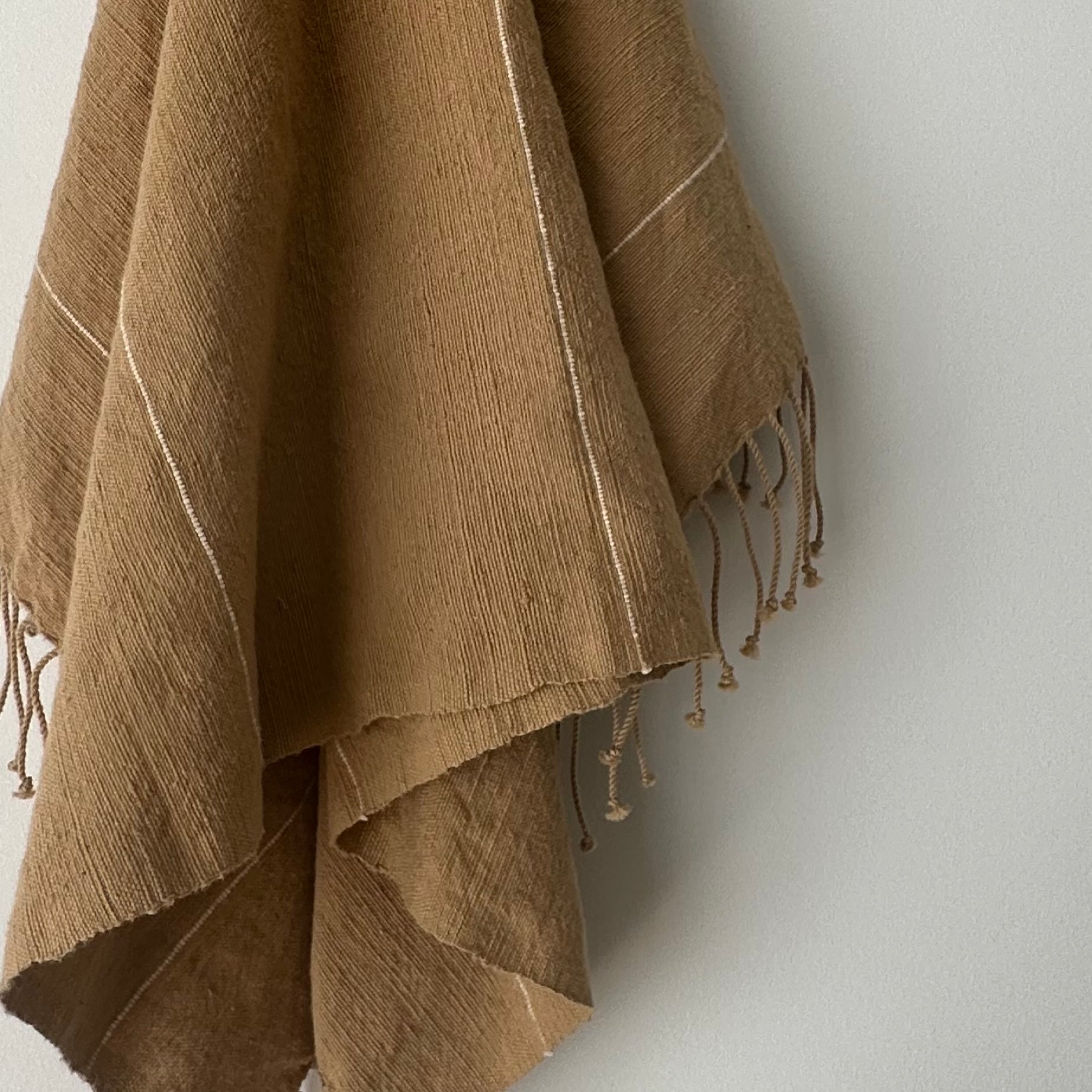 Myrsky Towel, Brown with Beige Stripe - Hand Woven