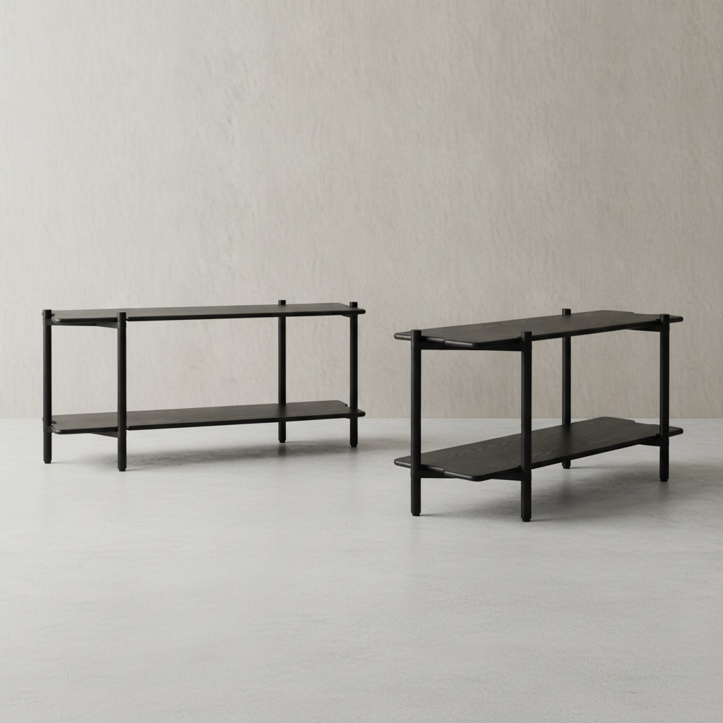 INVI shelf on limewash and concrete background