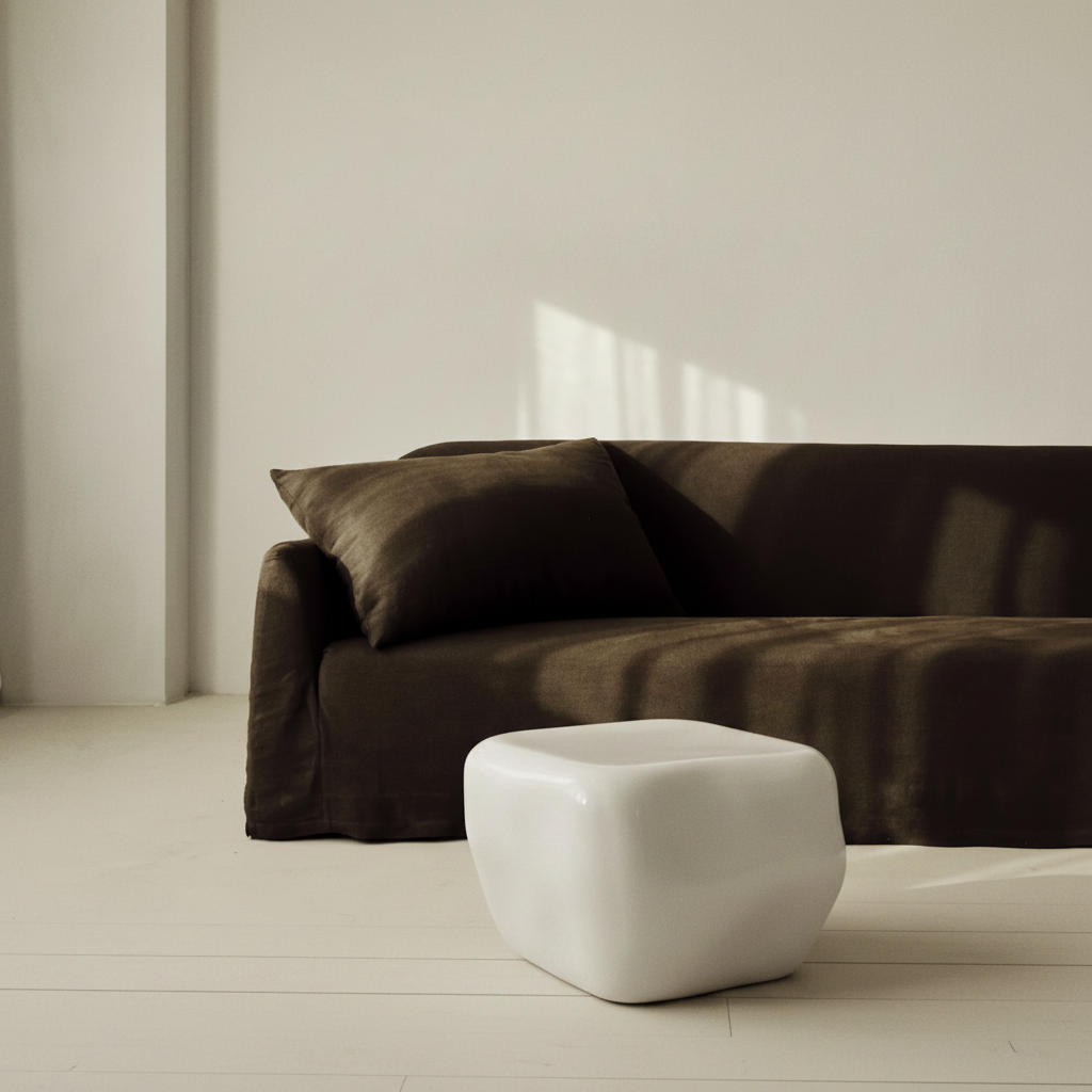 Ishi Coffee Table Medio in front of sofa