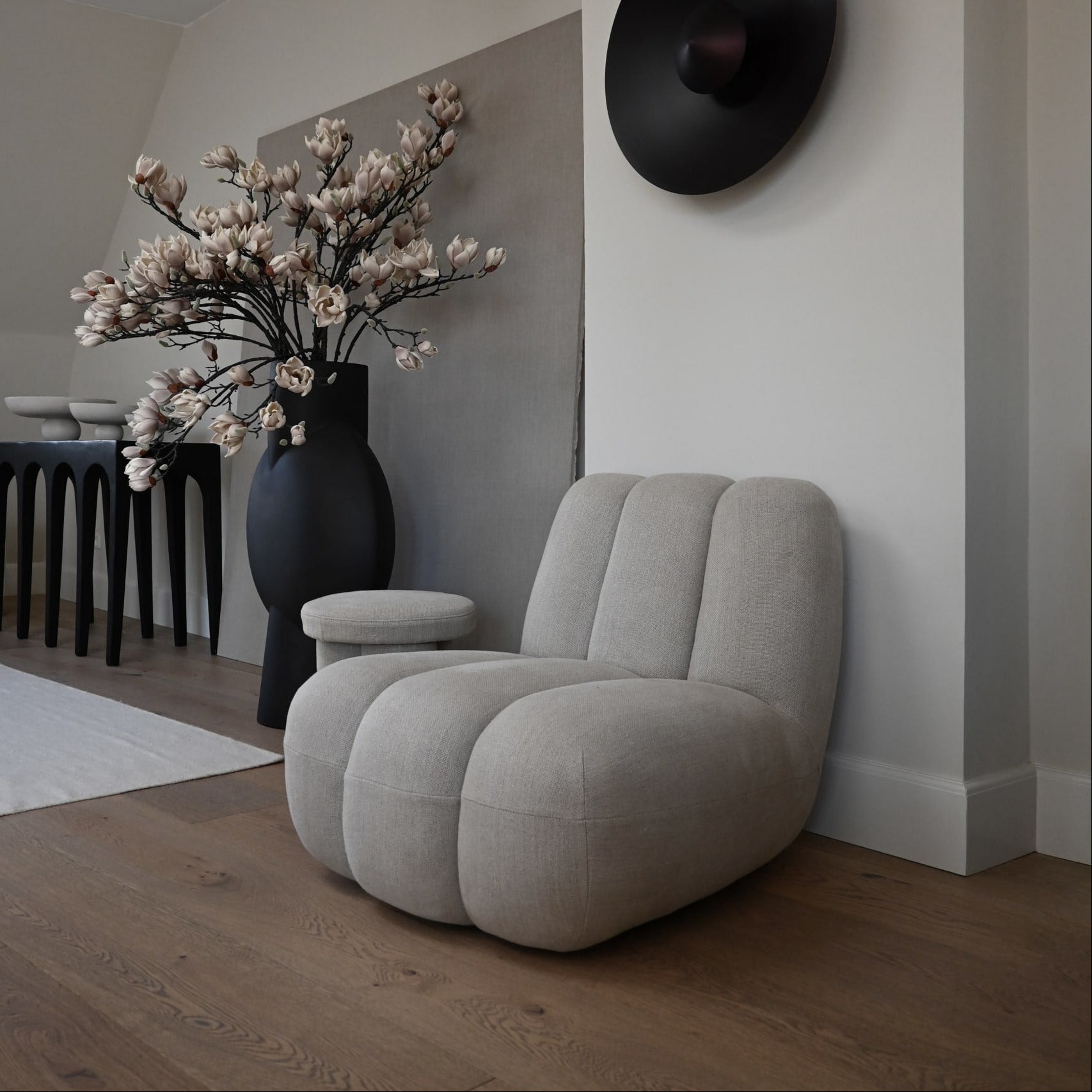 Big Foot Stool - French Linen, Sand