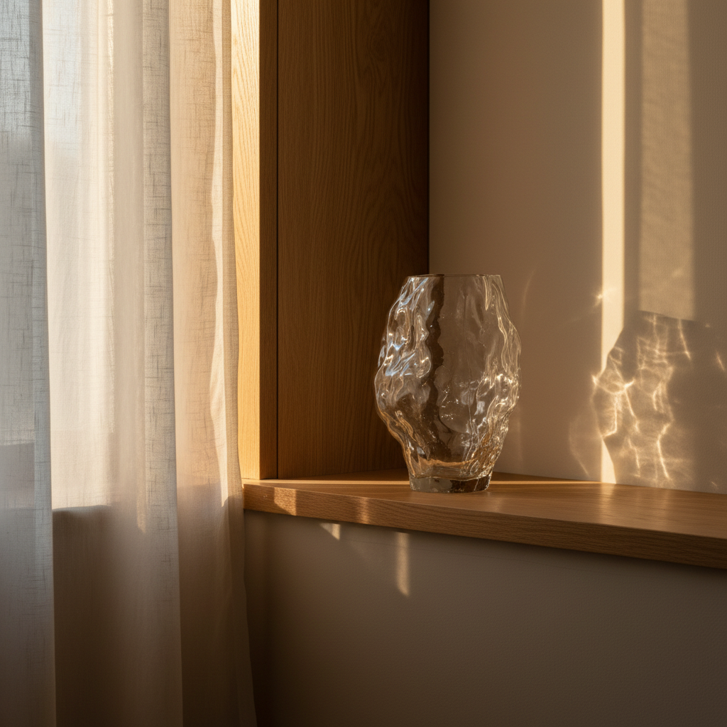 Katachi Medio Clear Glass — Oak Window Ledge