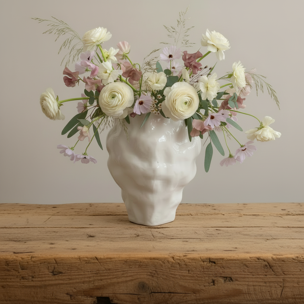 Katachi Vase Big — Ivory & Blush Arrangement